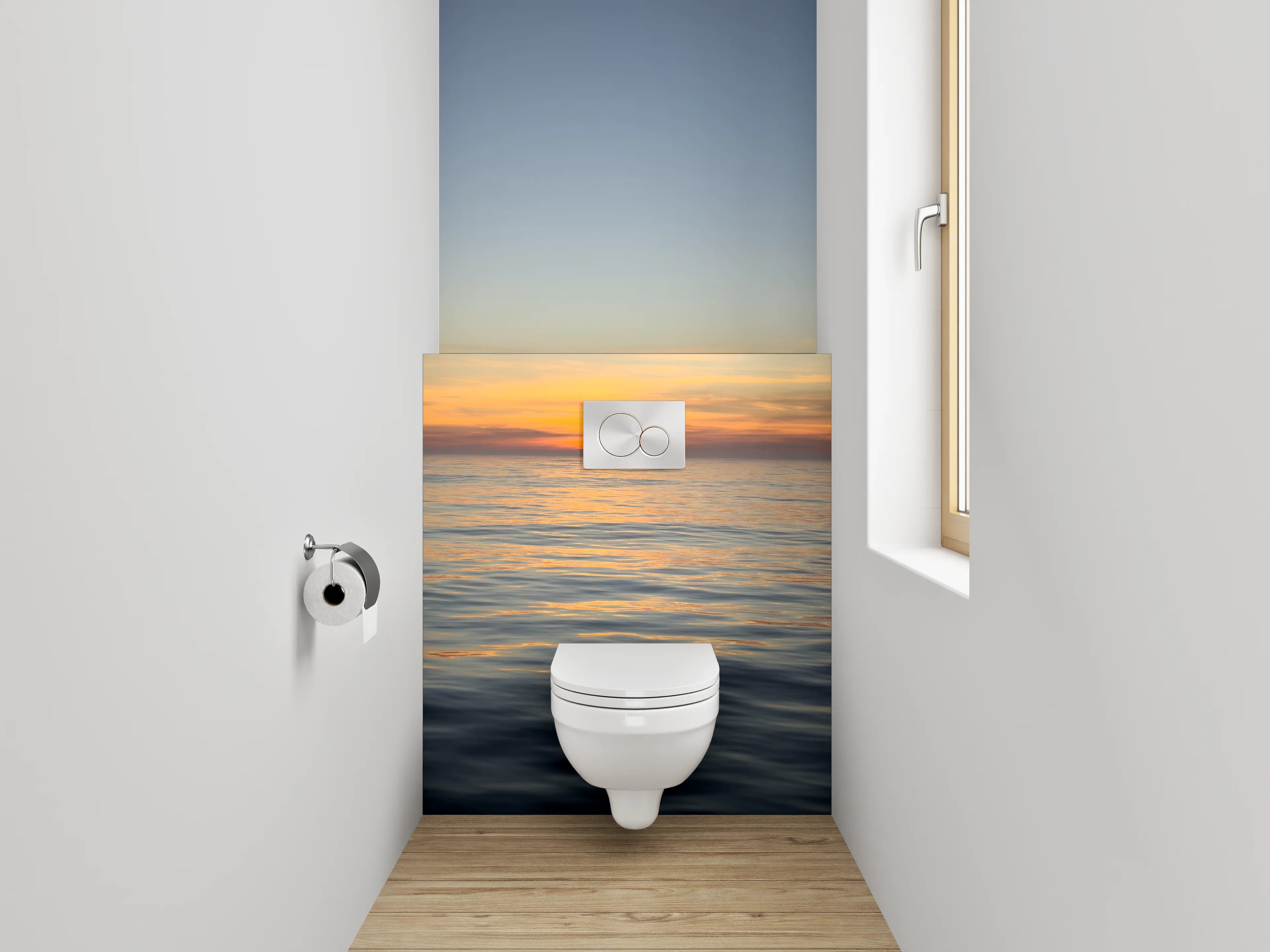 WC-Rückwand - Dämmerungsgrau auf stiller See