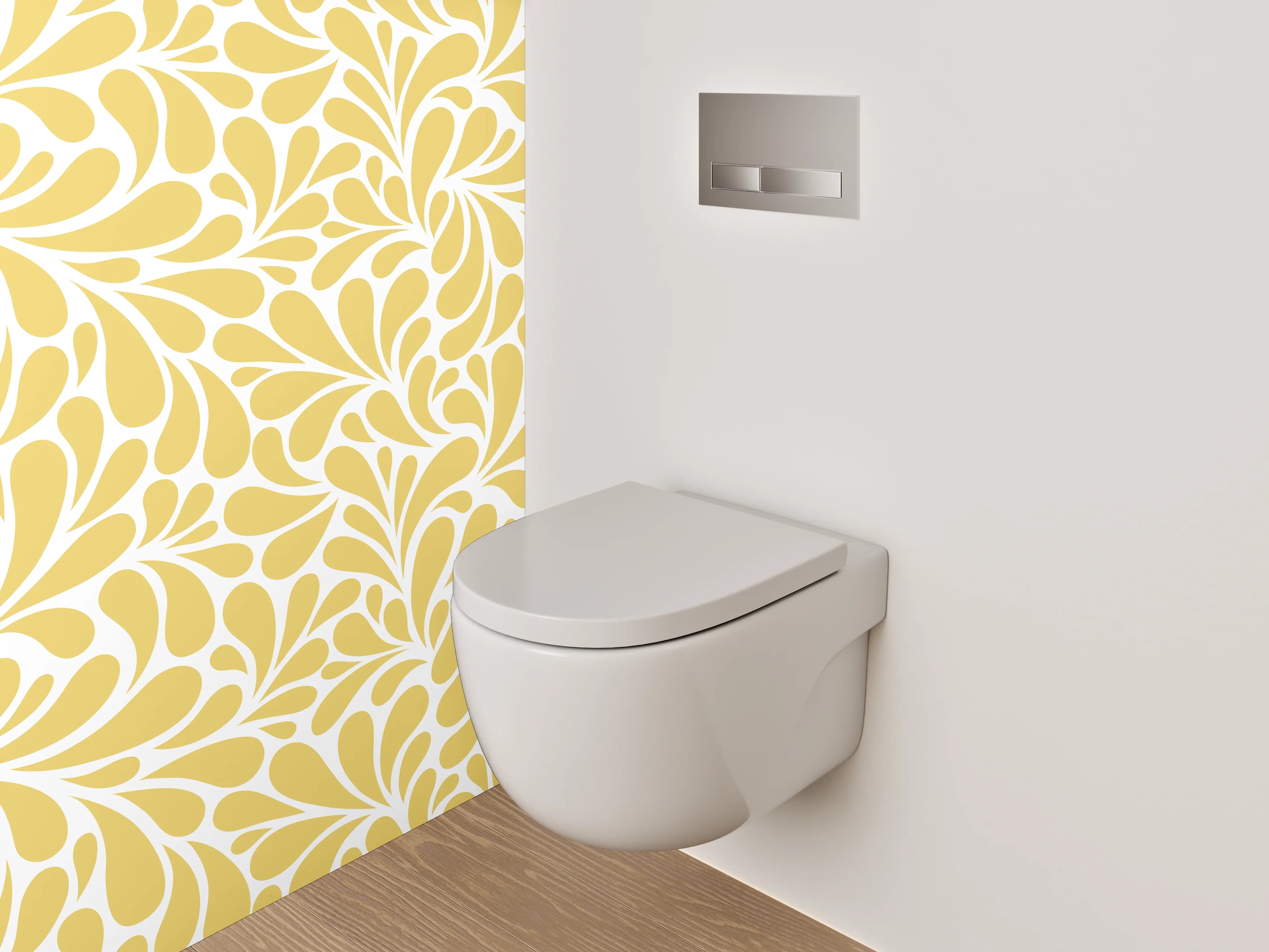 WC-Rückwand - Dekoratives Ornament Muster Gelb-Weiß