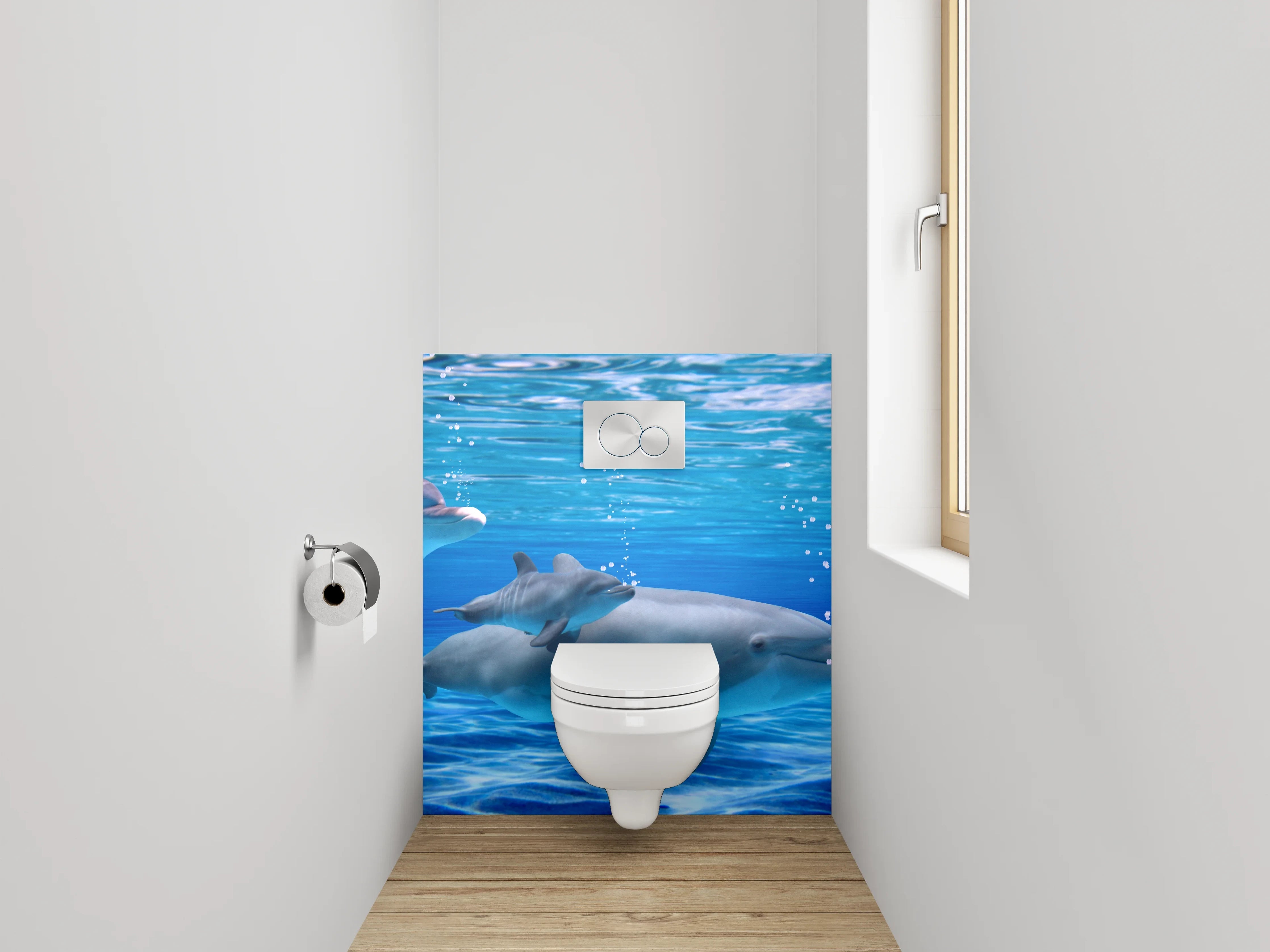 WC-Rückwand - Delfine Unterwasser Panorama