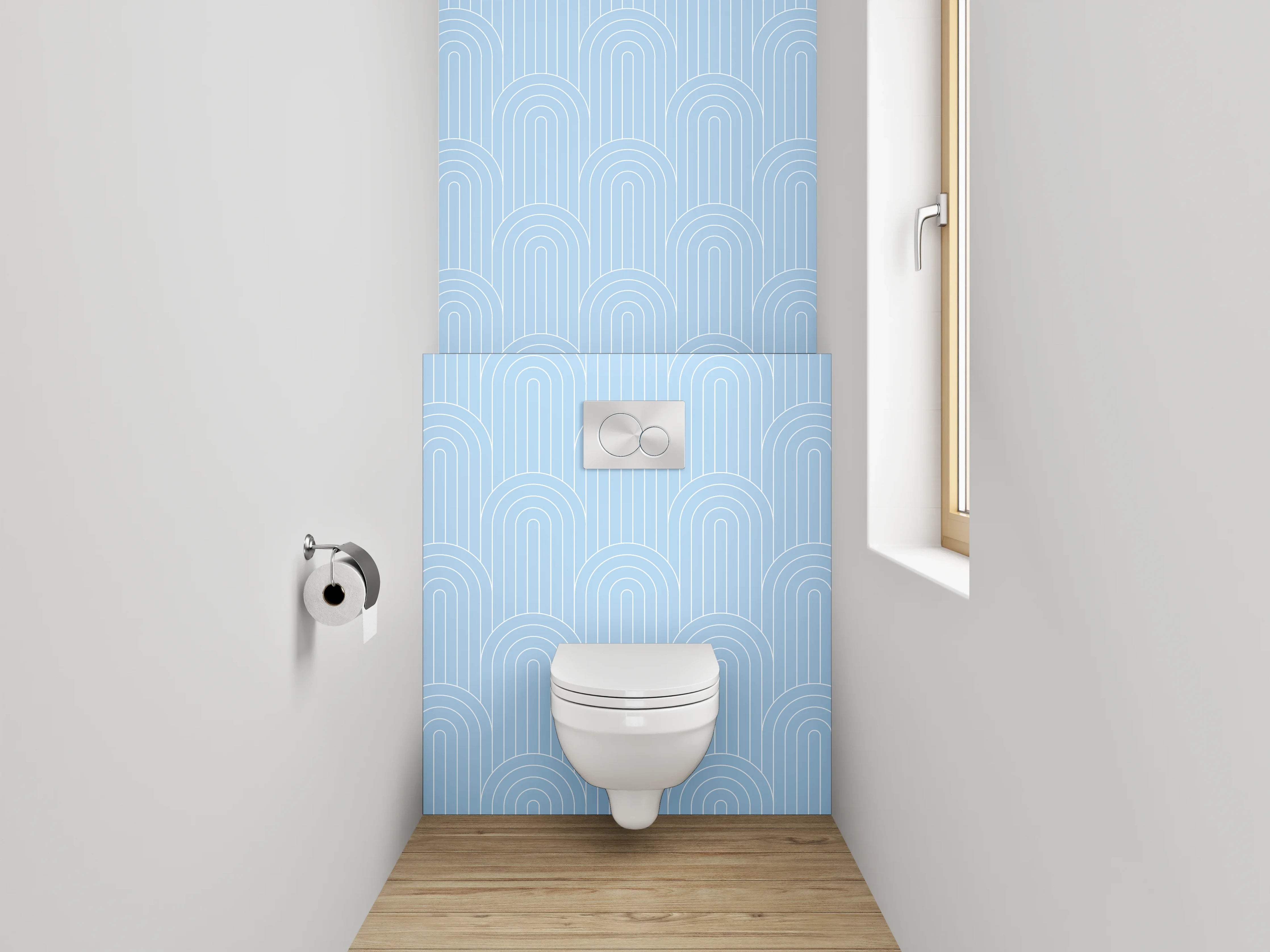 WC-Rückwand - Dezentes Wellenmuster Hellblau