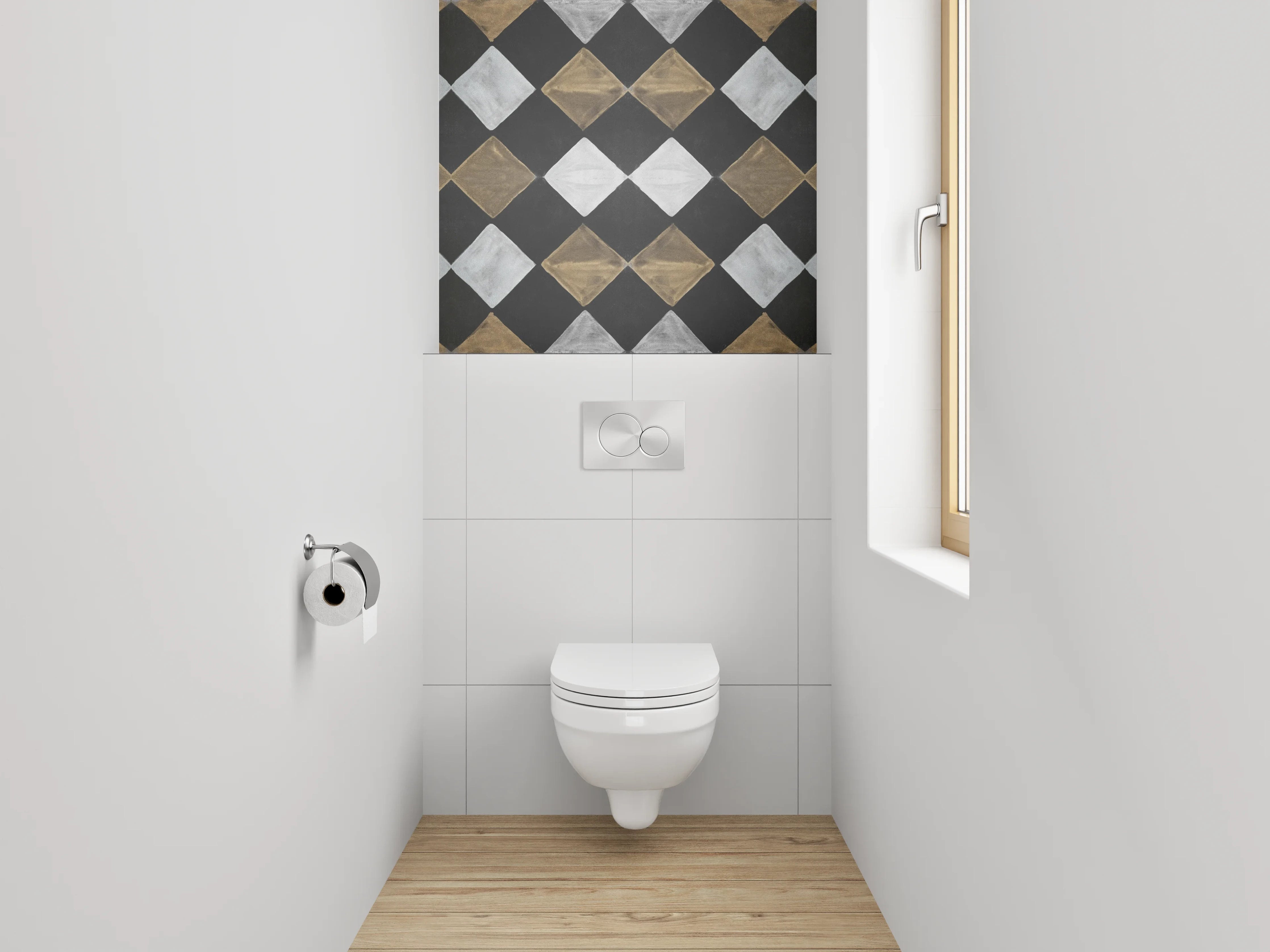 WC-Rückwand - Diamant-Muster in Marmor-Optik