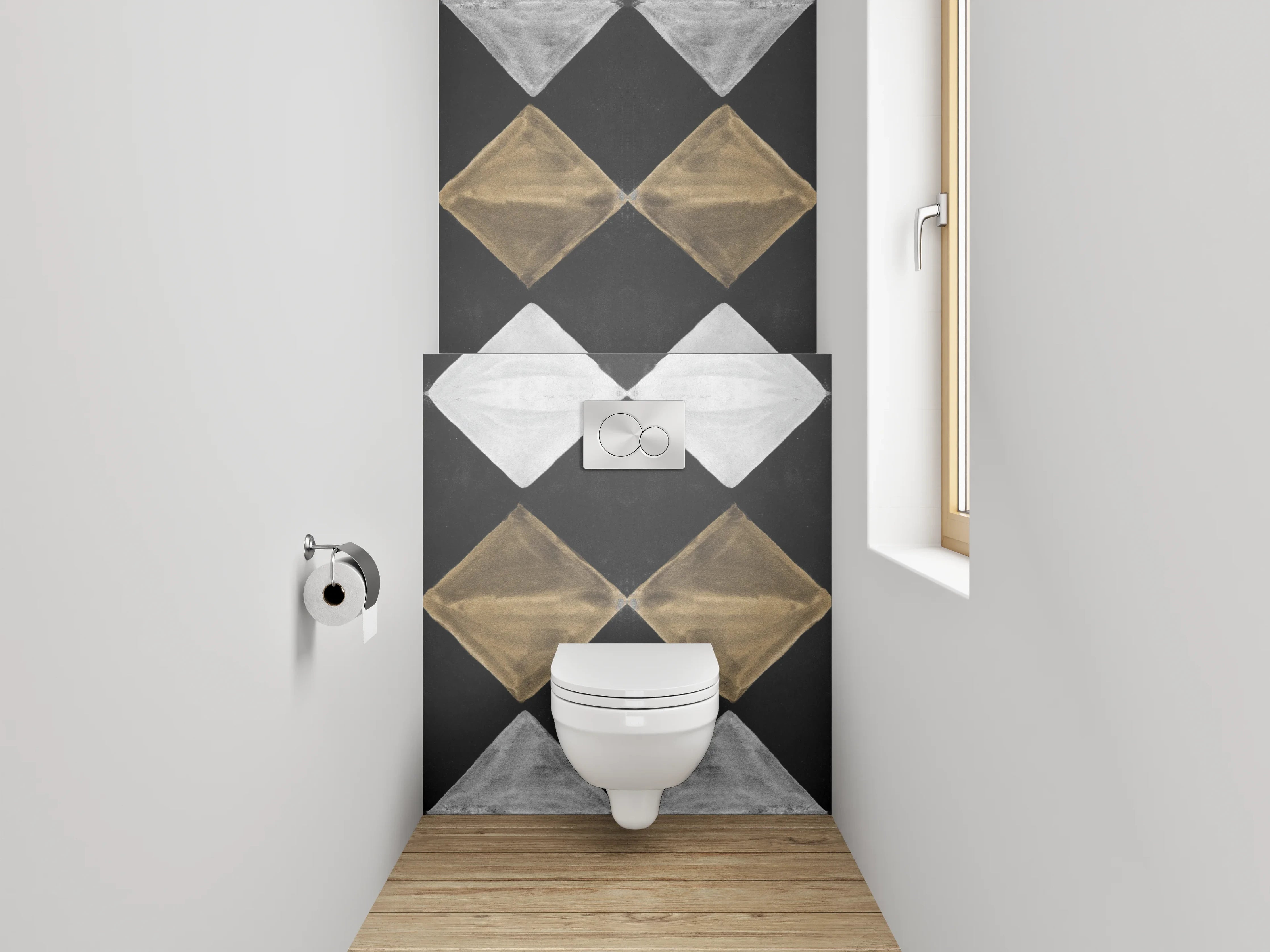 WC-Rückwand - Diamant-Muster in Marmor-Optik