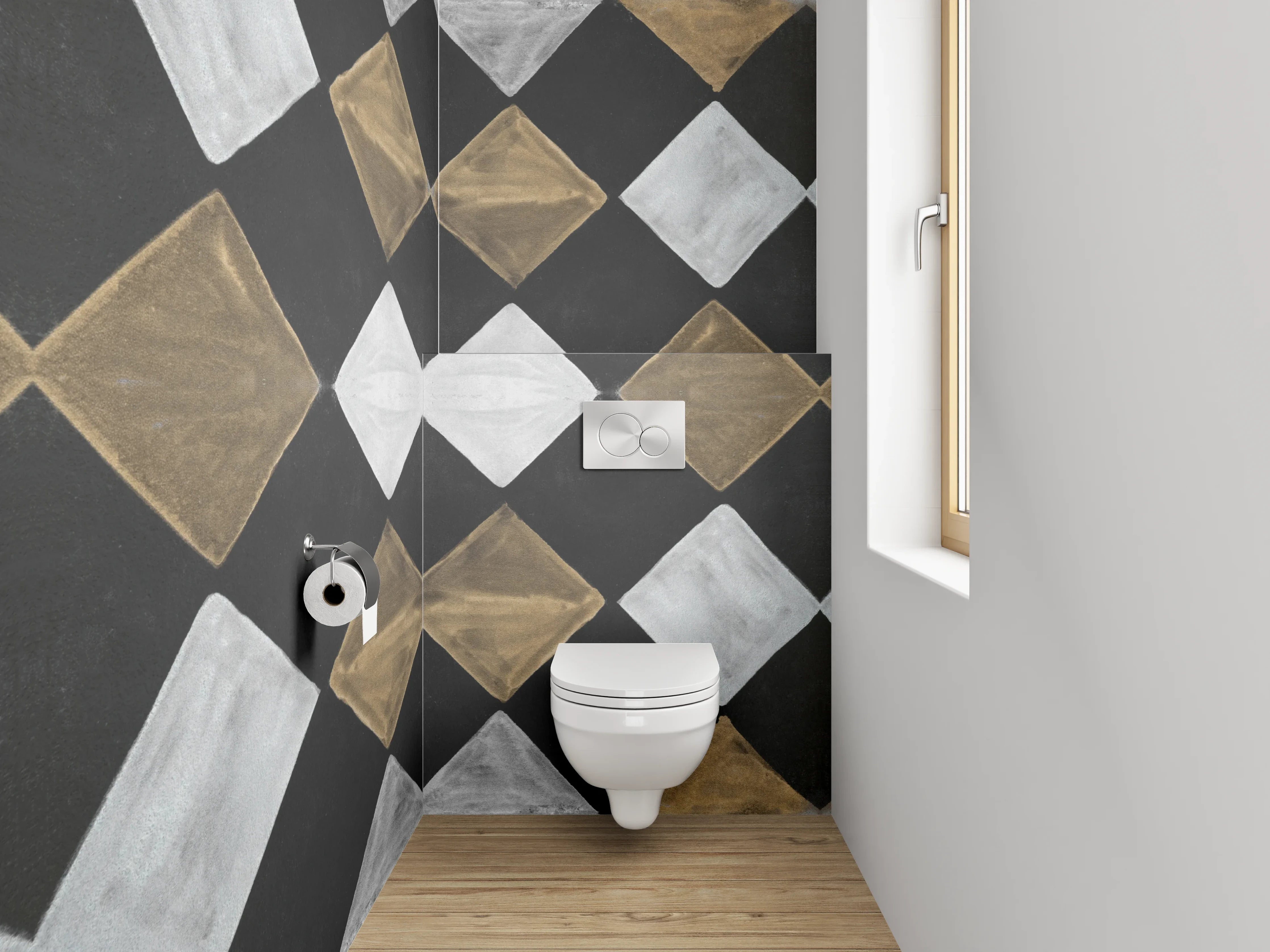 WC-Rückwand - Diamant-Muster in Marmor-Optik