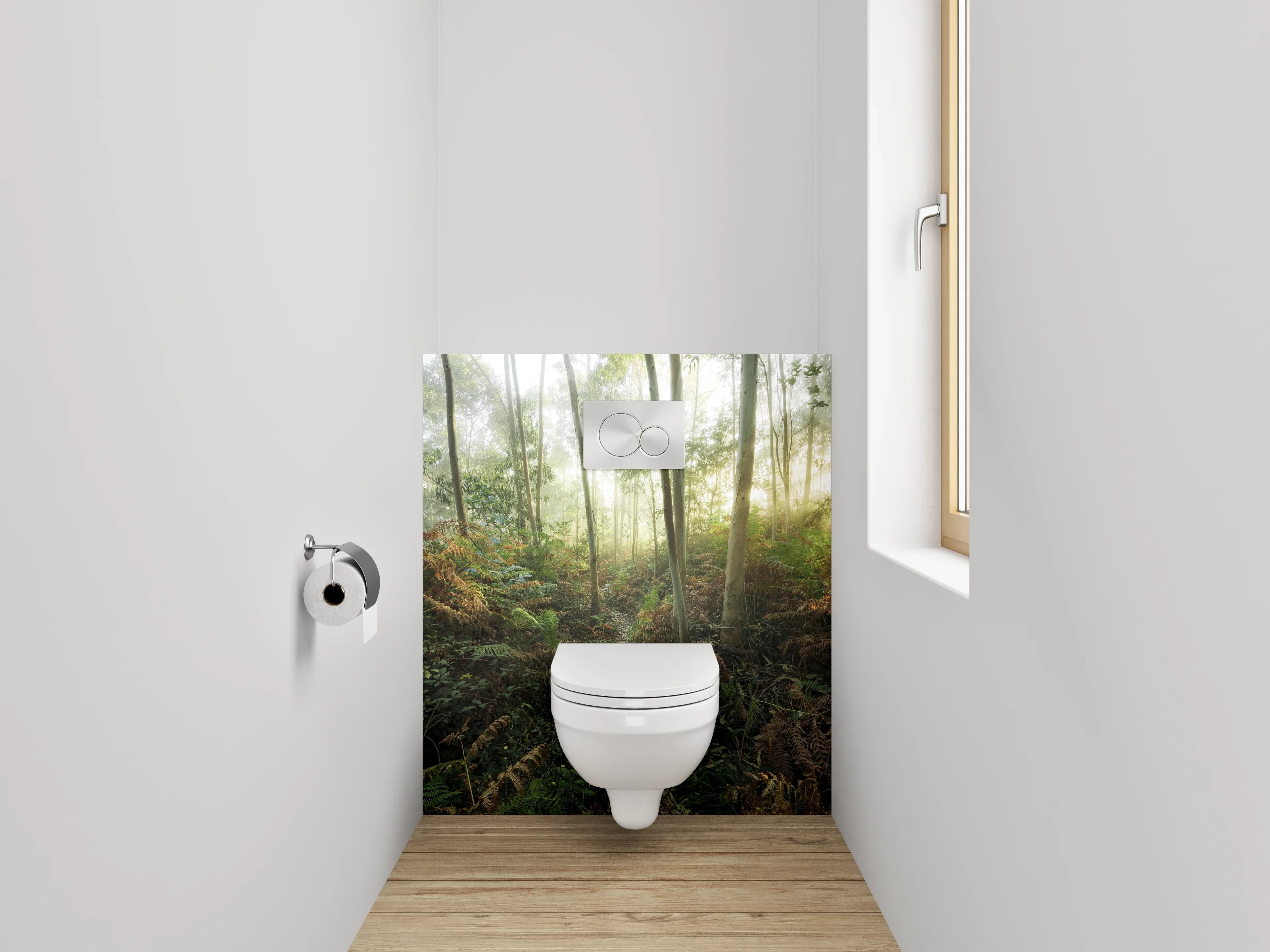 WC-Rückwand - Dichter Wald im Sonnenlicht