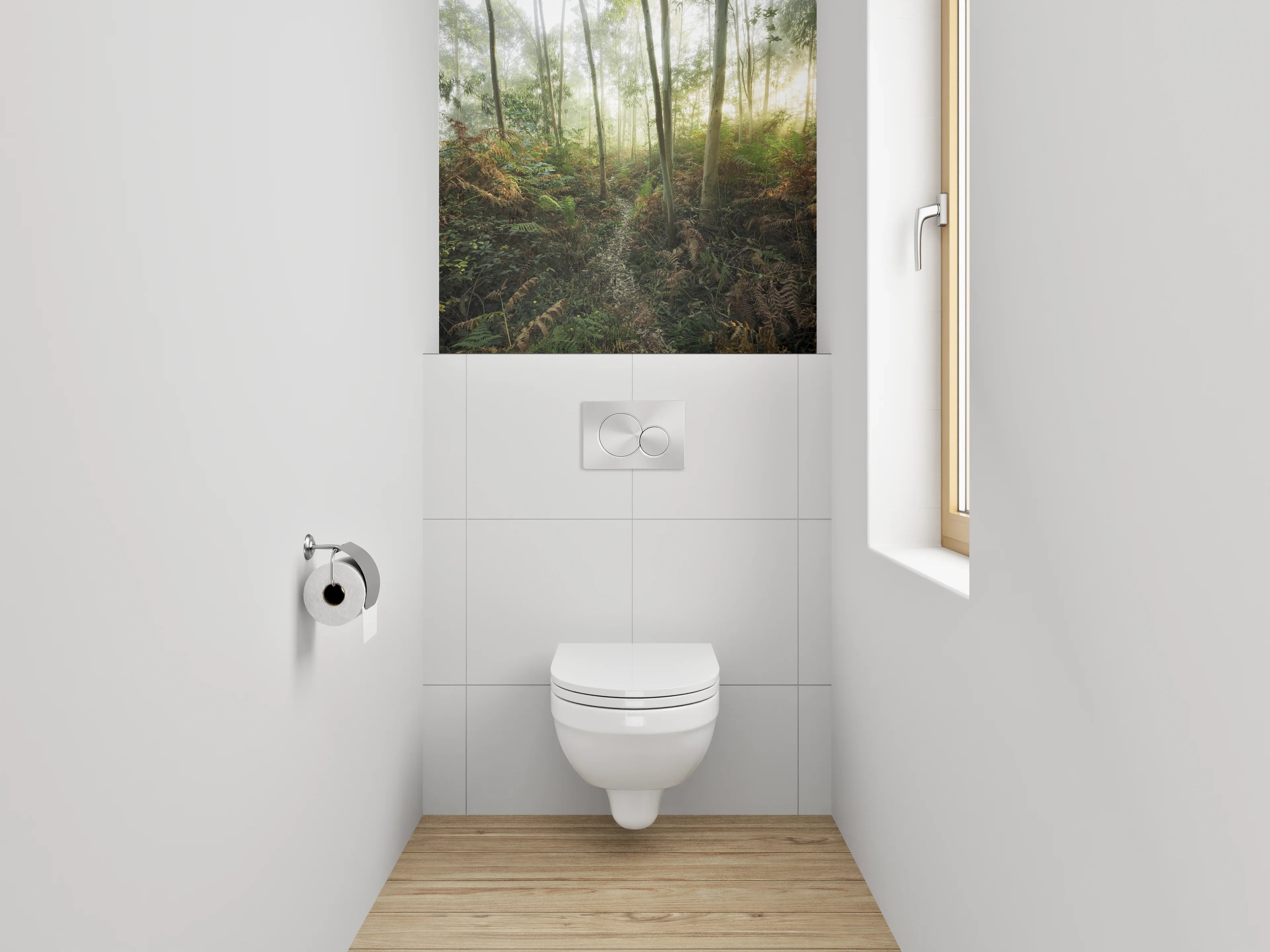 WC-Rückwand - Dichter Wald im Sonnenlicht