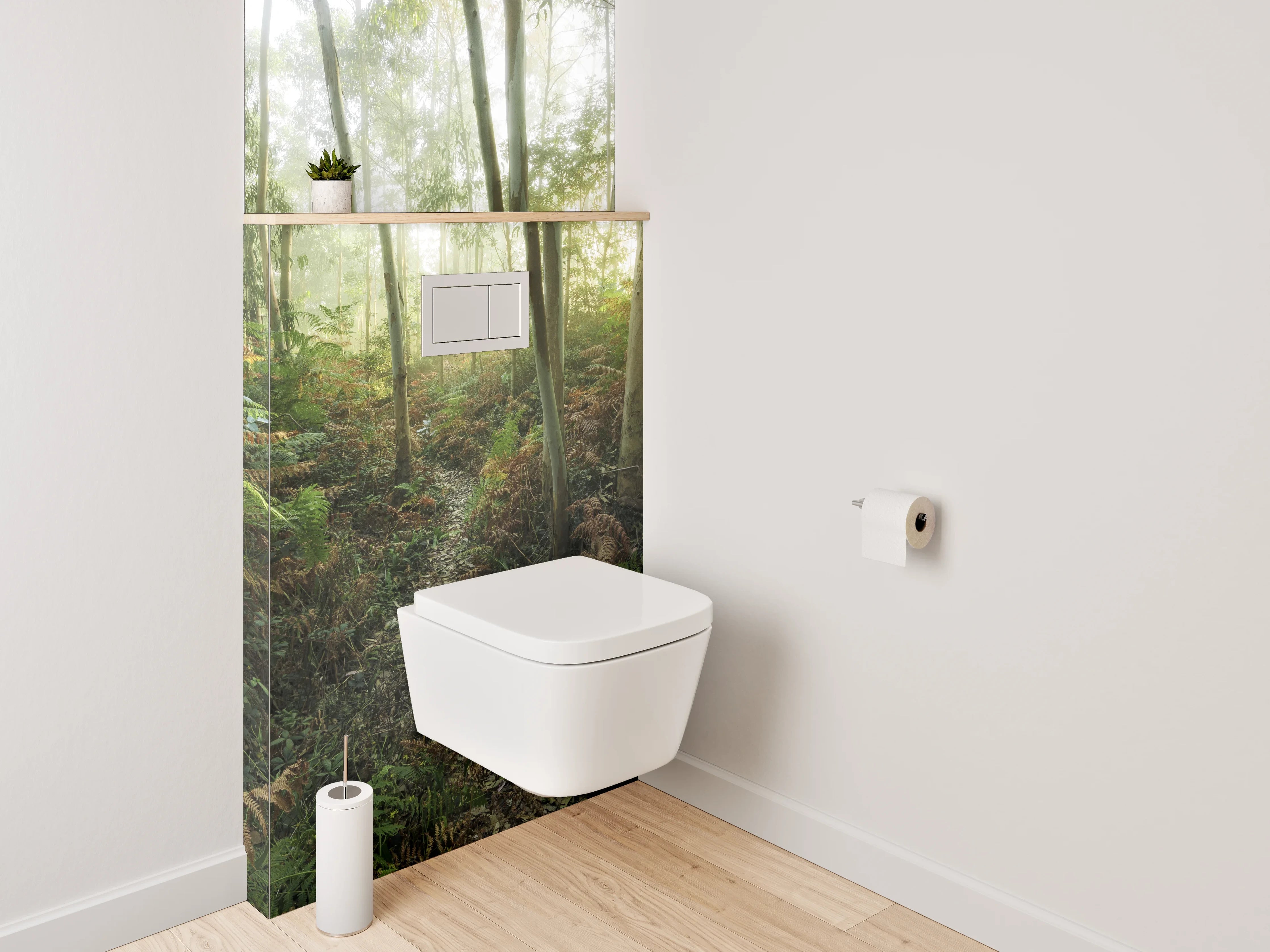 WC-Rückwand - Dichter Wald im Sonnenlicht