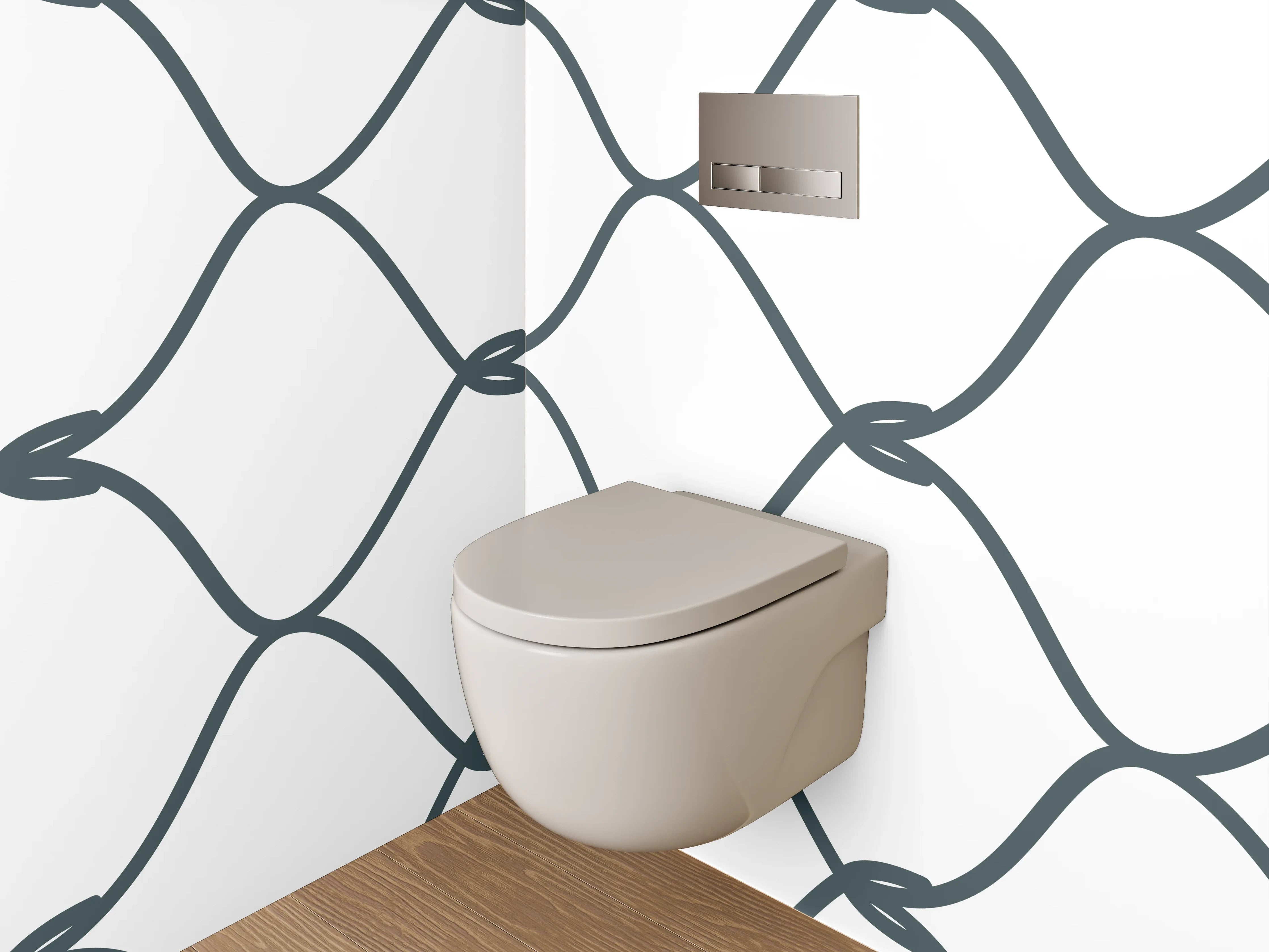 WC-Rückwand - Drahtzaun Muster Schwarz-Weiß