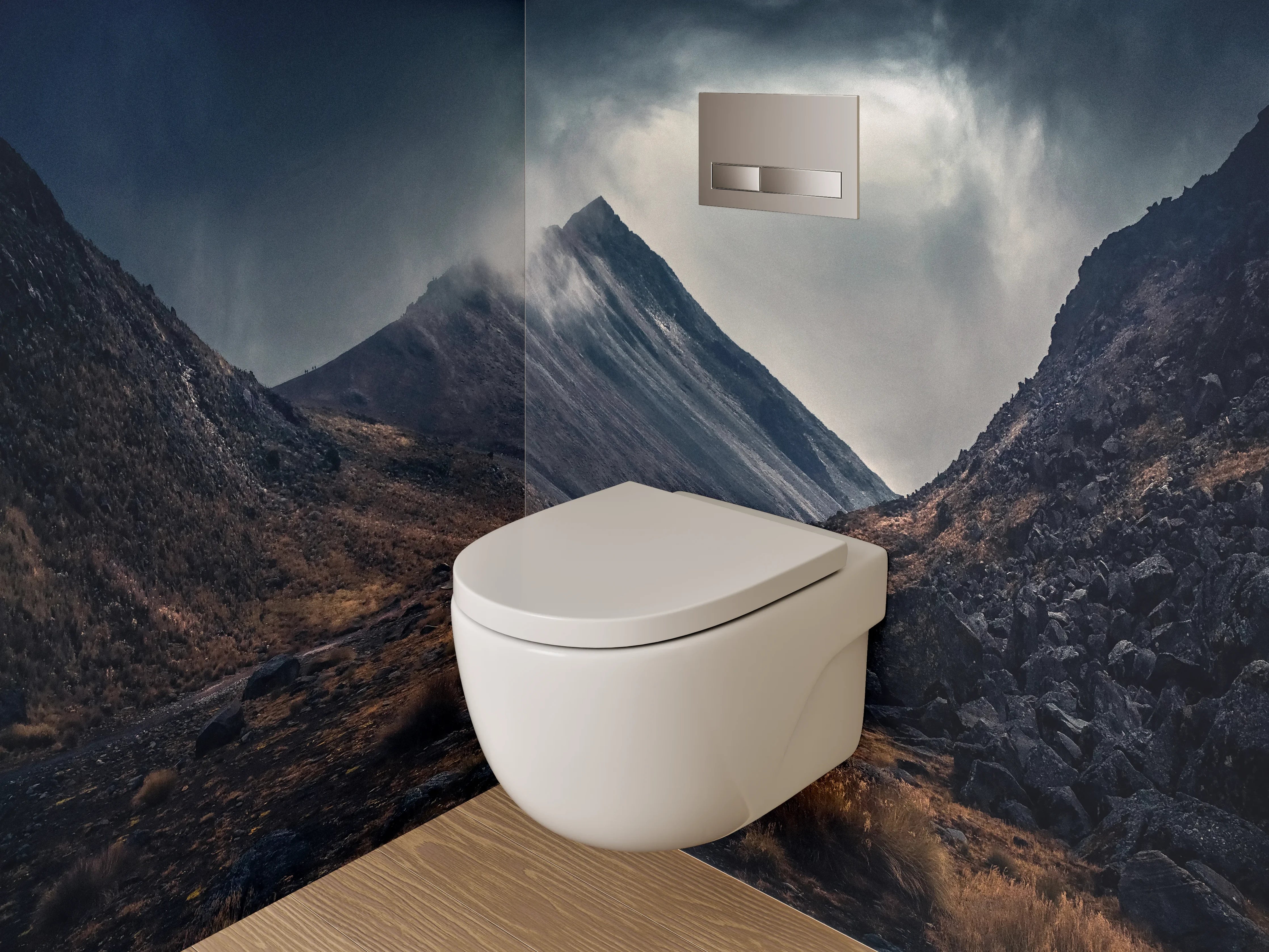 WC-Rückwand - Dramatische Berge im Abendlicht