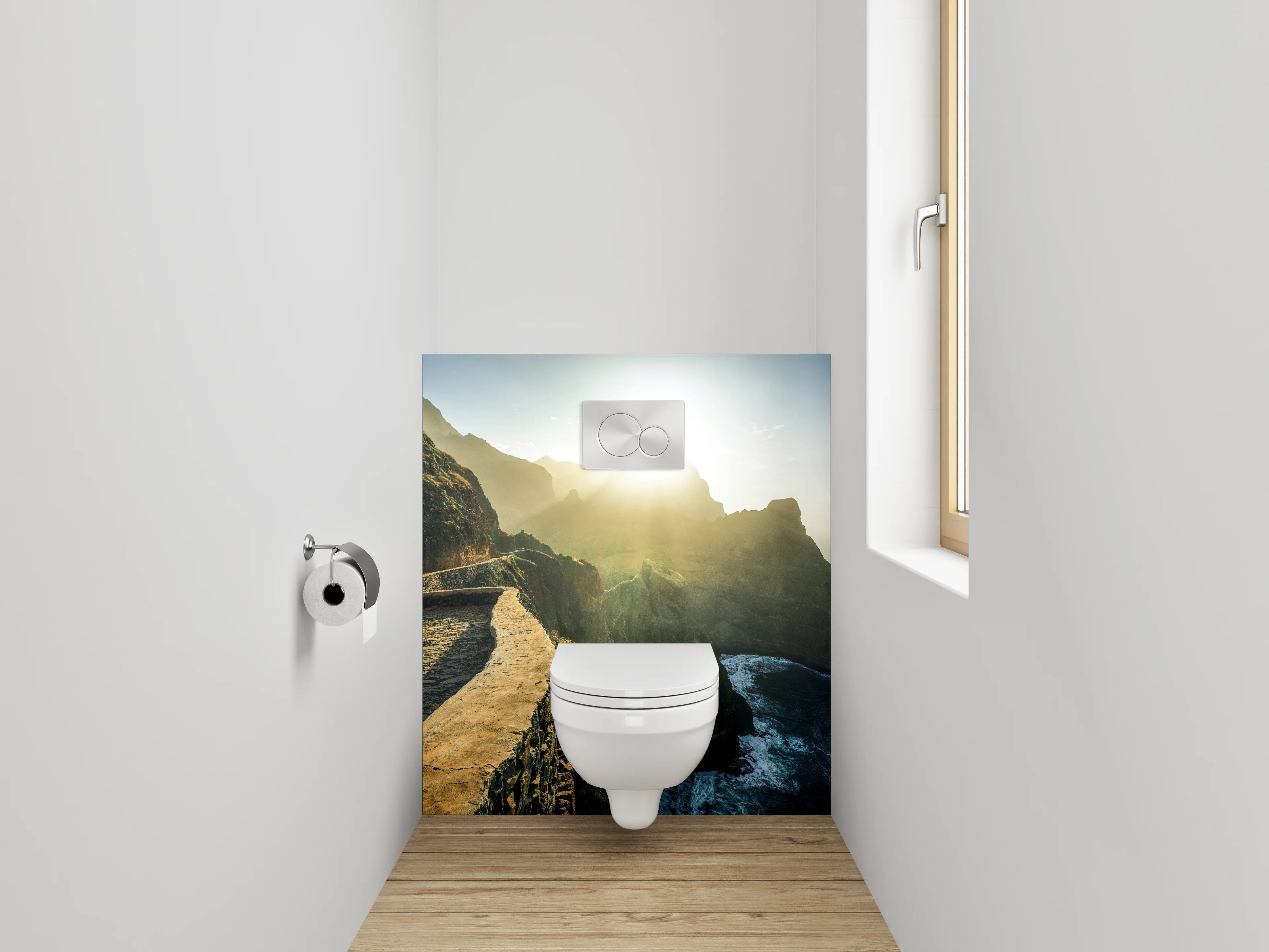 WC-Rückwand - Dramatische Steilküste bei Sonnenaufgang Fotomotiv