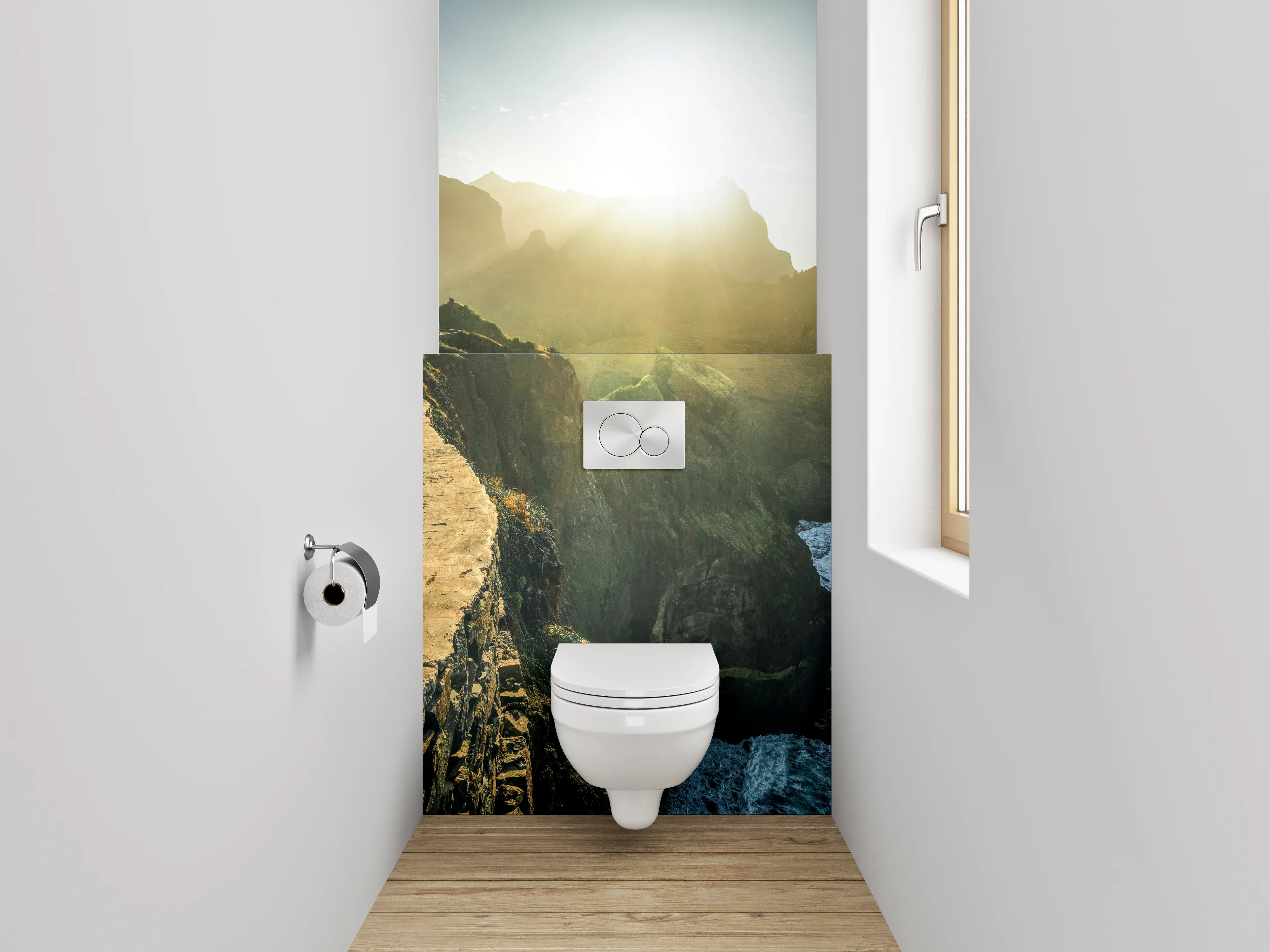 WC-Rückwand - Dramatische Steilküste bei Sonnenaufgang Fotomotiv