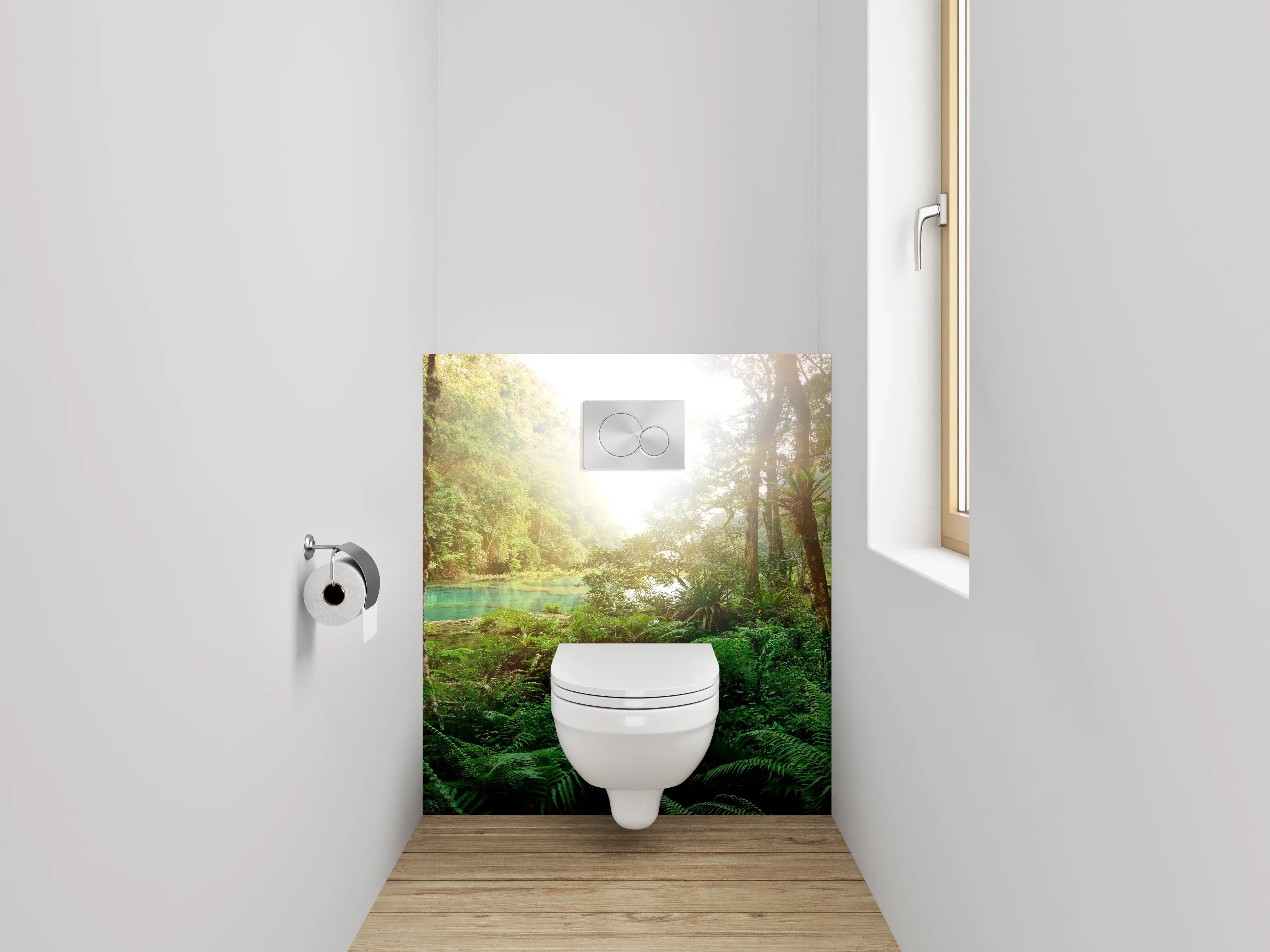 WC-Rückwand - Dschungel-Fluss im Sonnenlicht