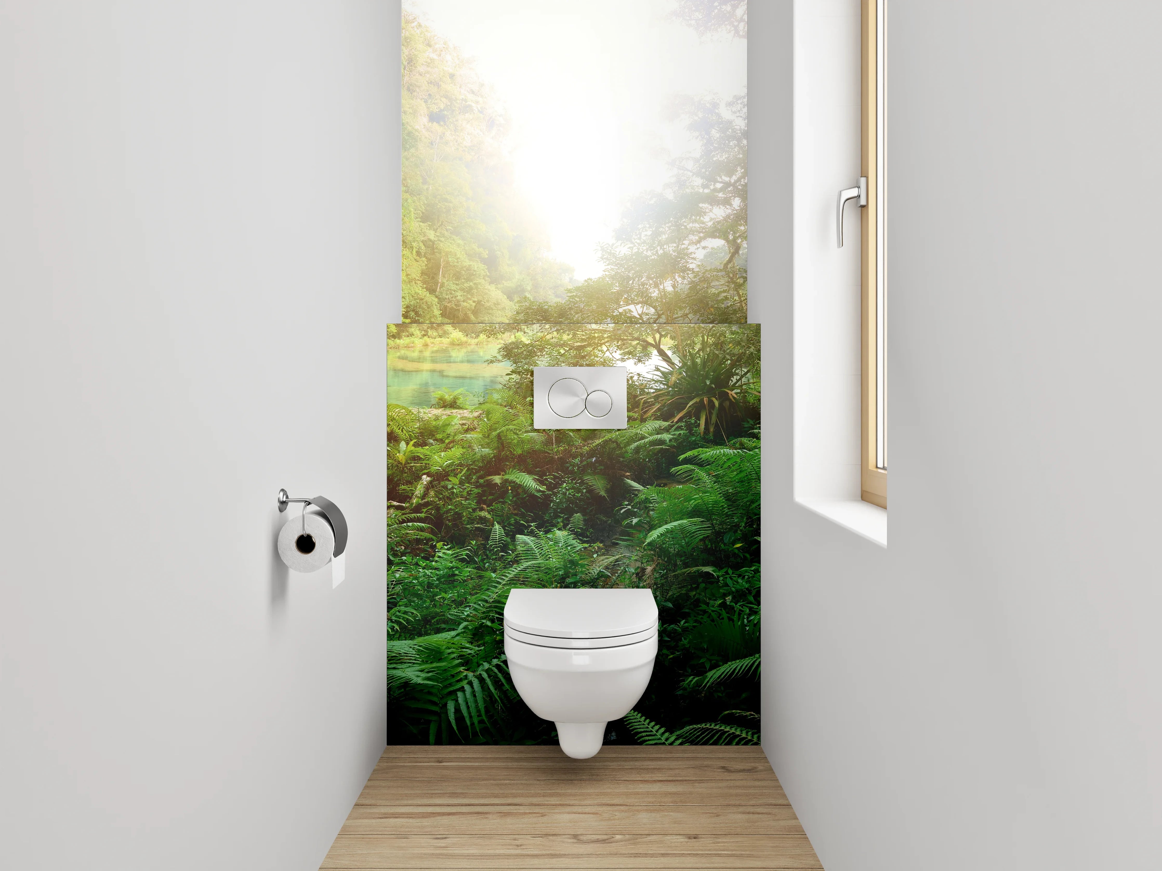 WC-Rückwand - Dschungel-Fluss im Sonnenlicht