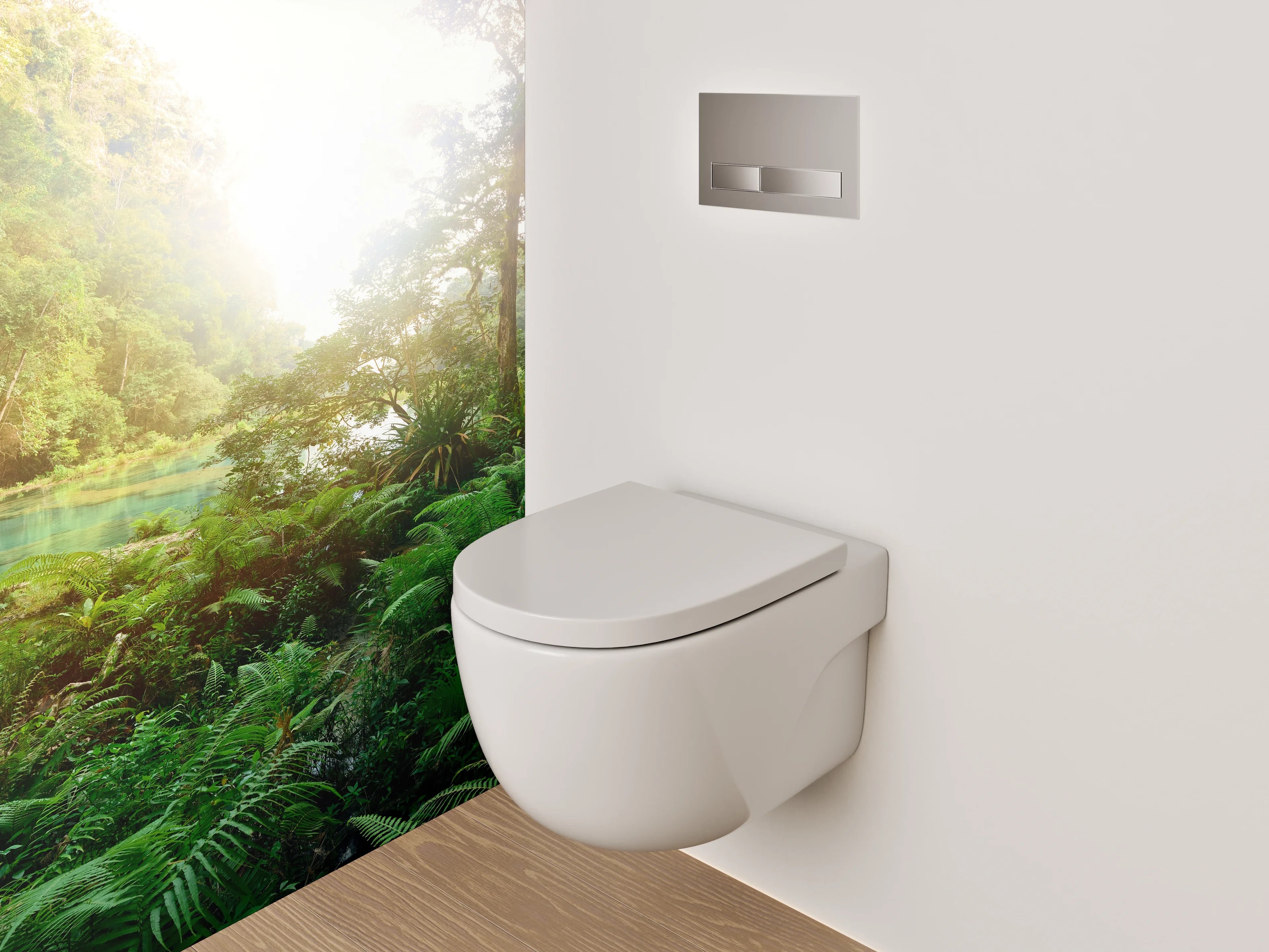 WC-Rückwand - Dschungel-Fluss im Sonnenlicht