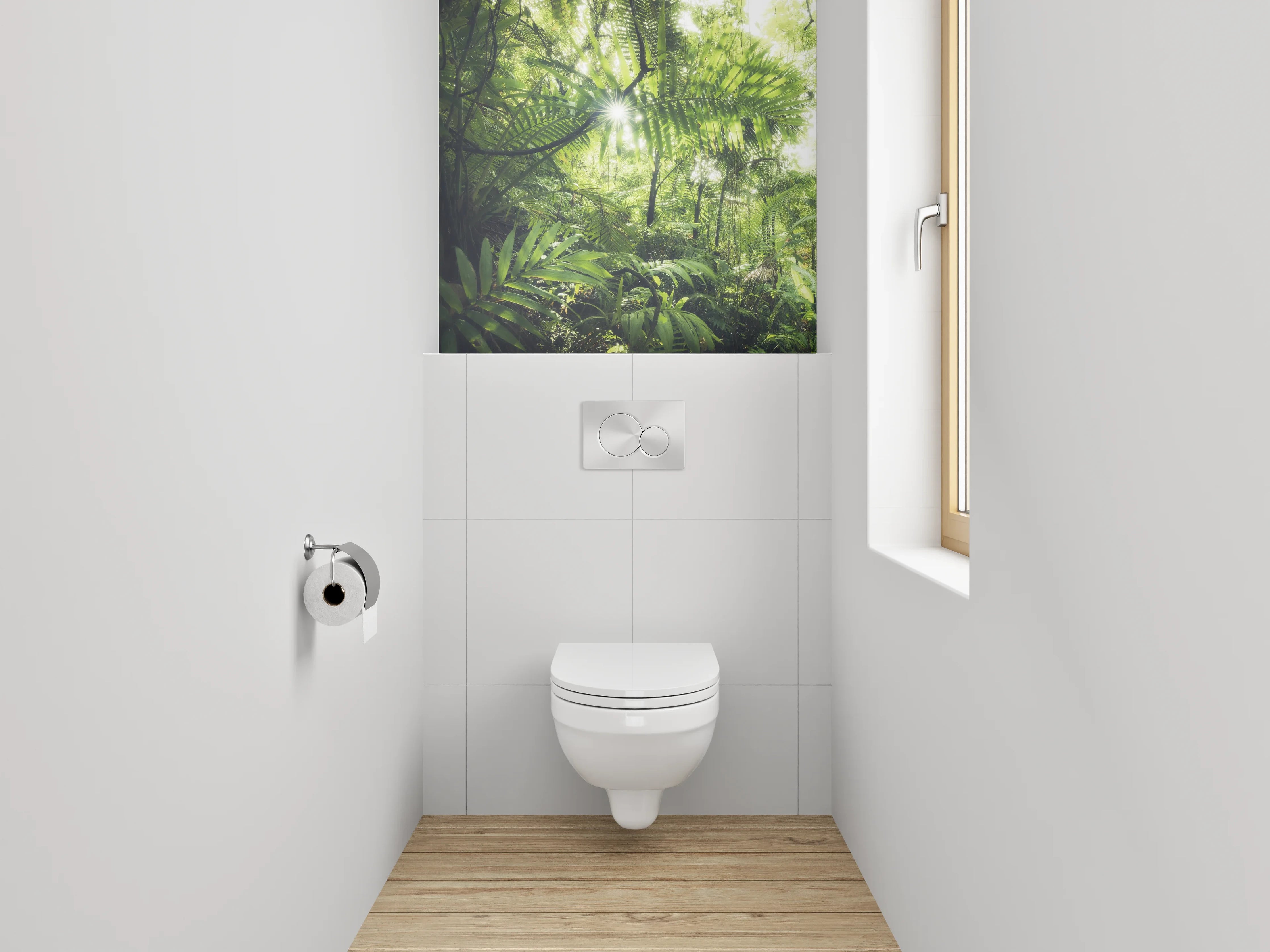 WC-Rückwand - Dschungel Sonnenstrahlen Wandmotiv