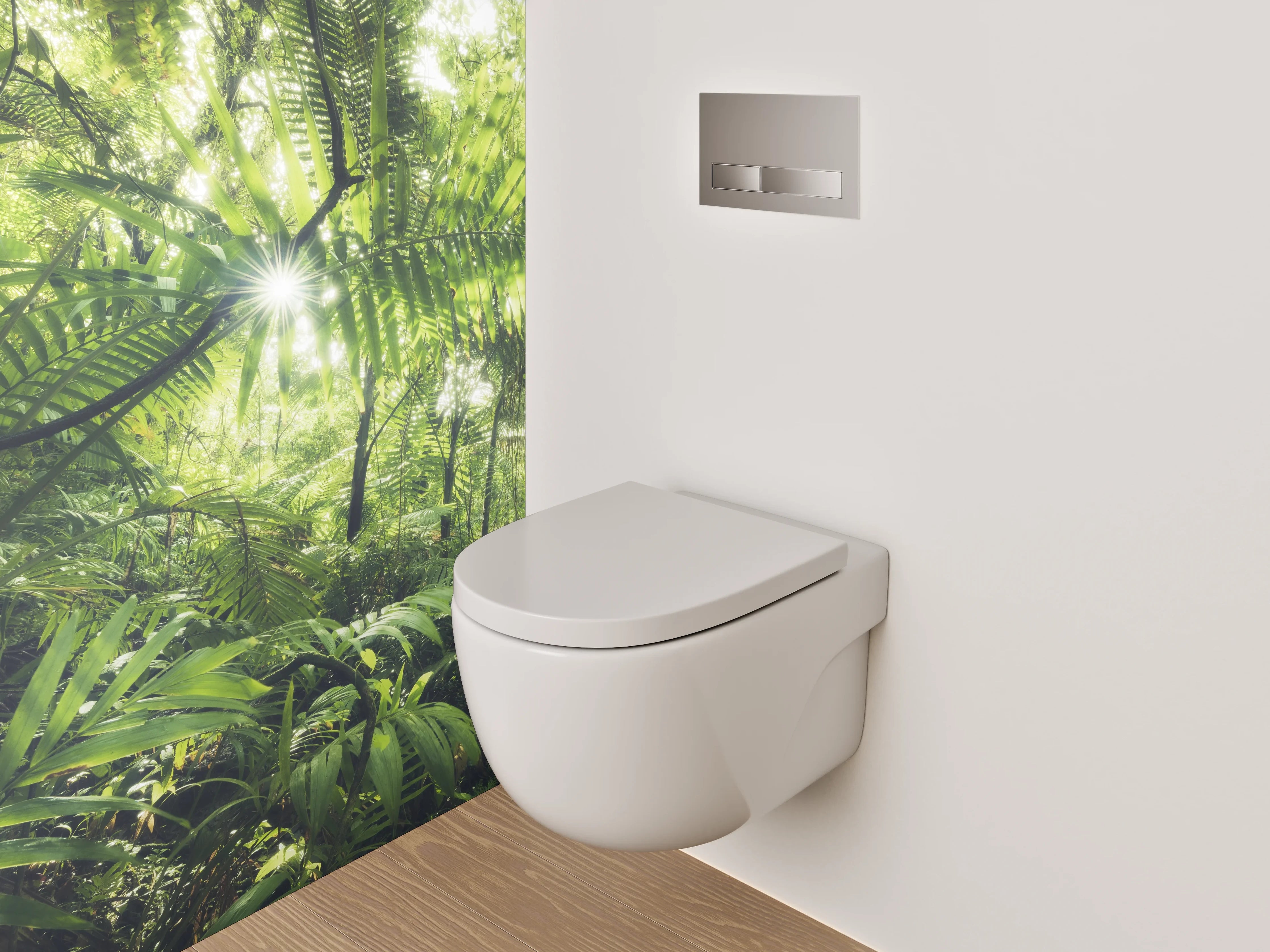 WC-Rückwand - Dschungel Sonnenstrahlen Wandmotiv