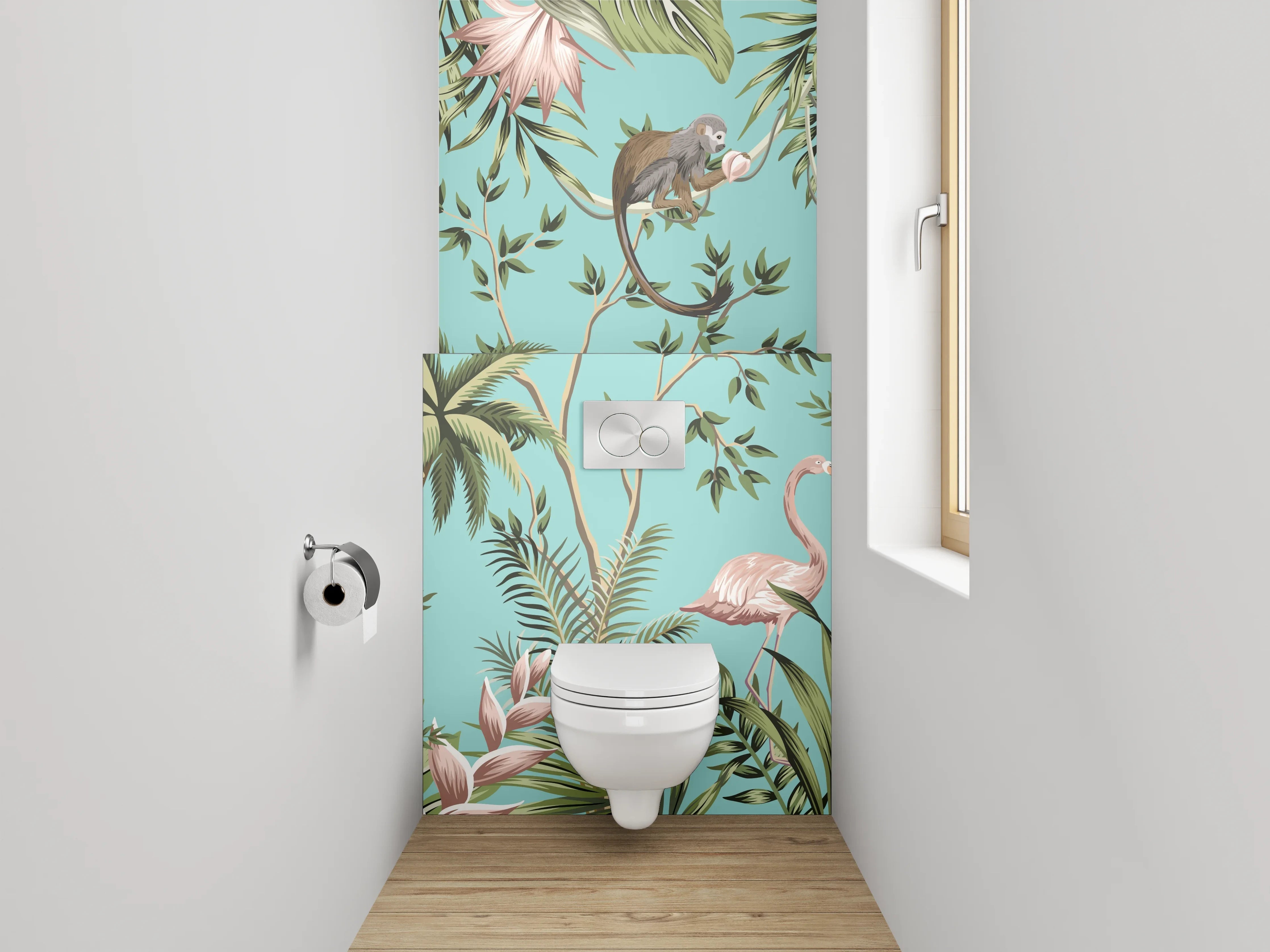 WC-Rückwand - Dschungel Tiere Illustration Tapete