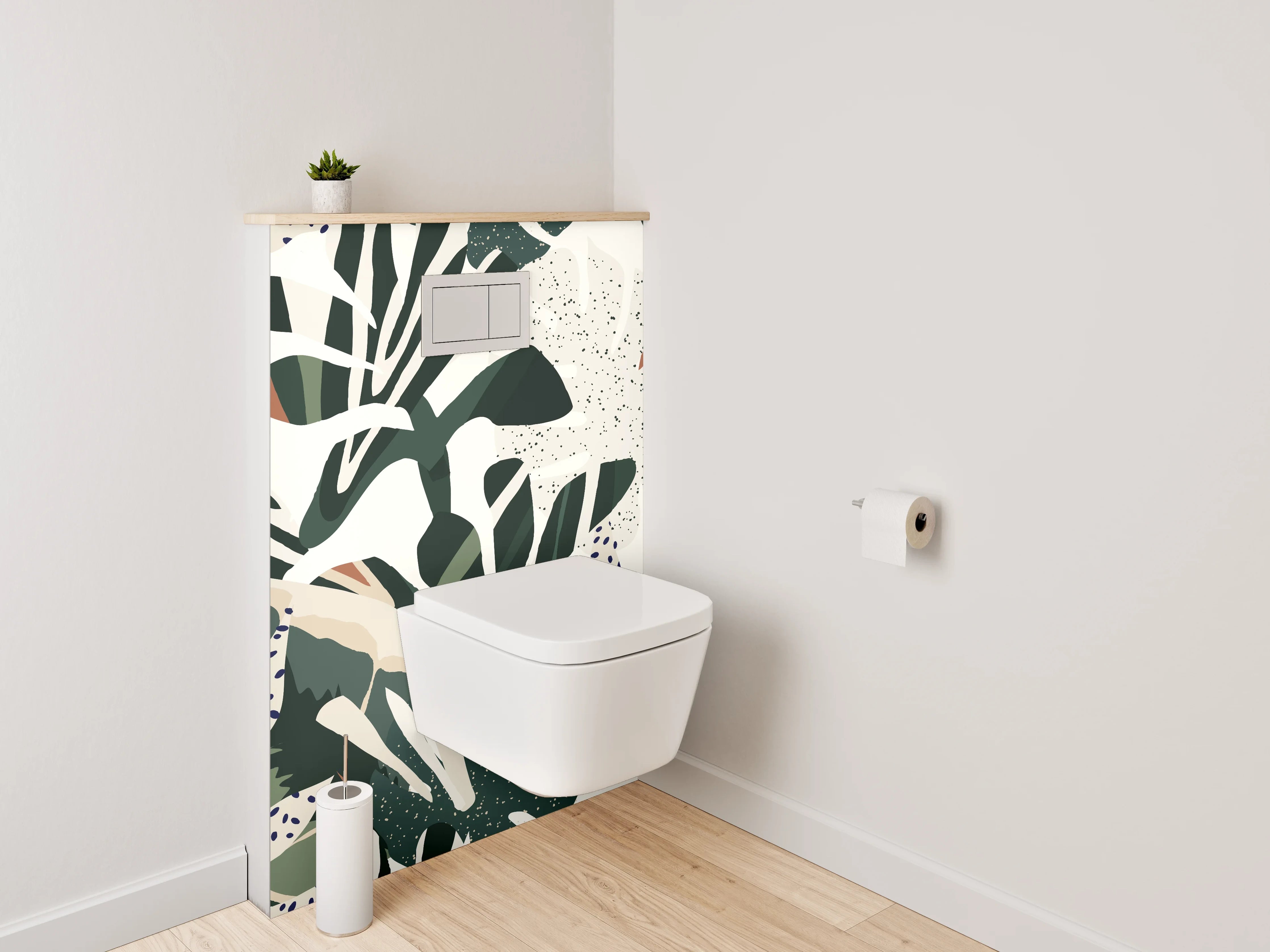 WC-Rückwand - Dschungel mit exotischen Blättern