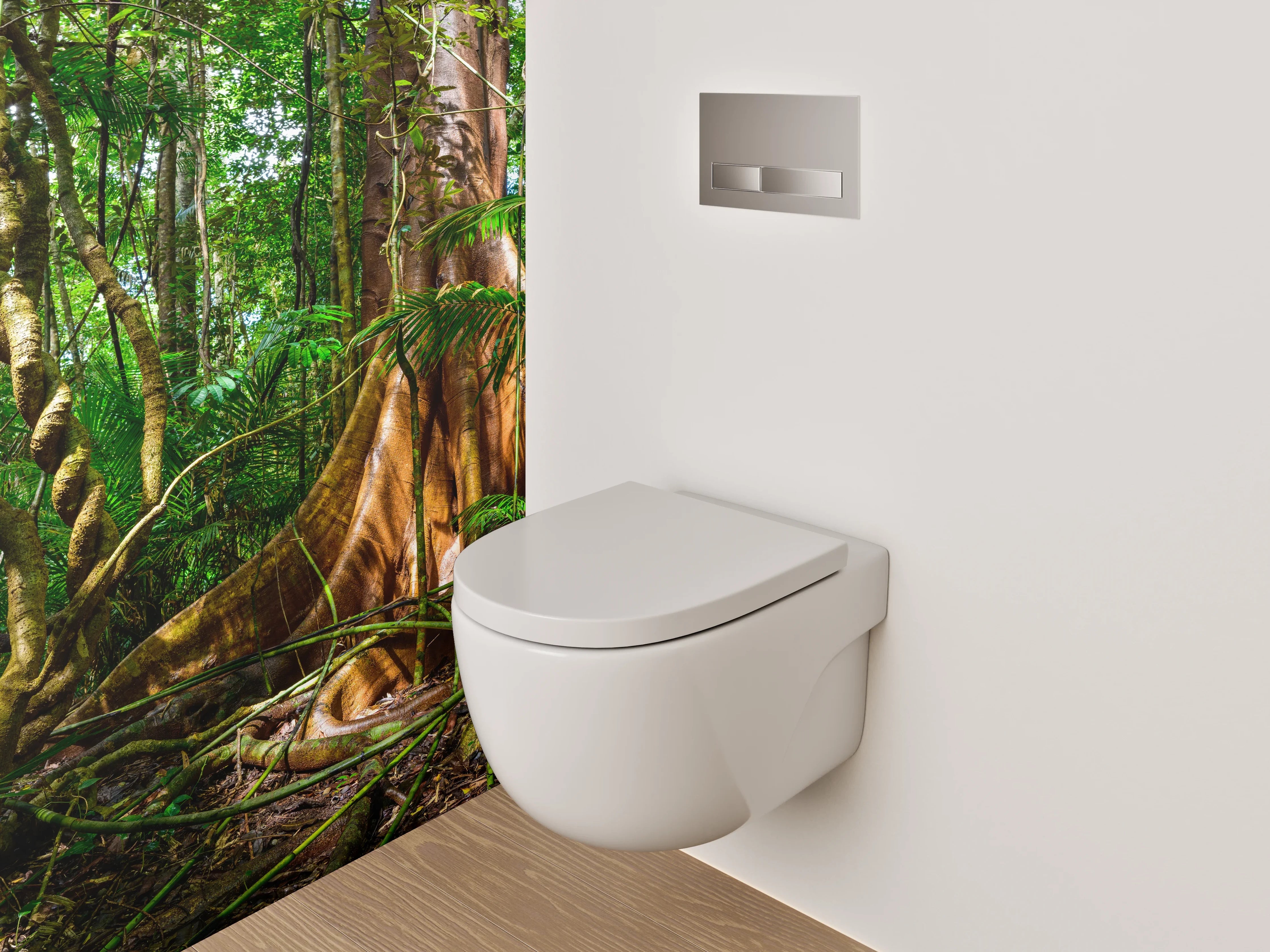 WC-Rückwand - Dschungel mit uraltem Baumstumpf