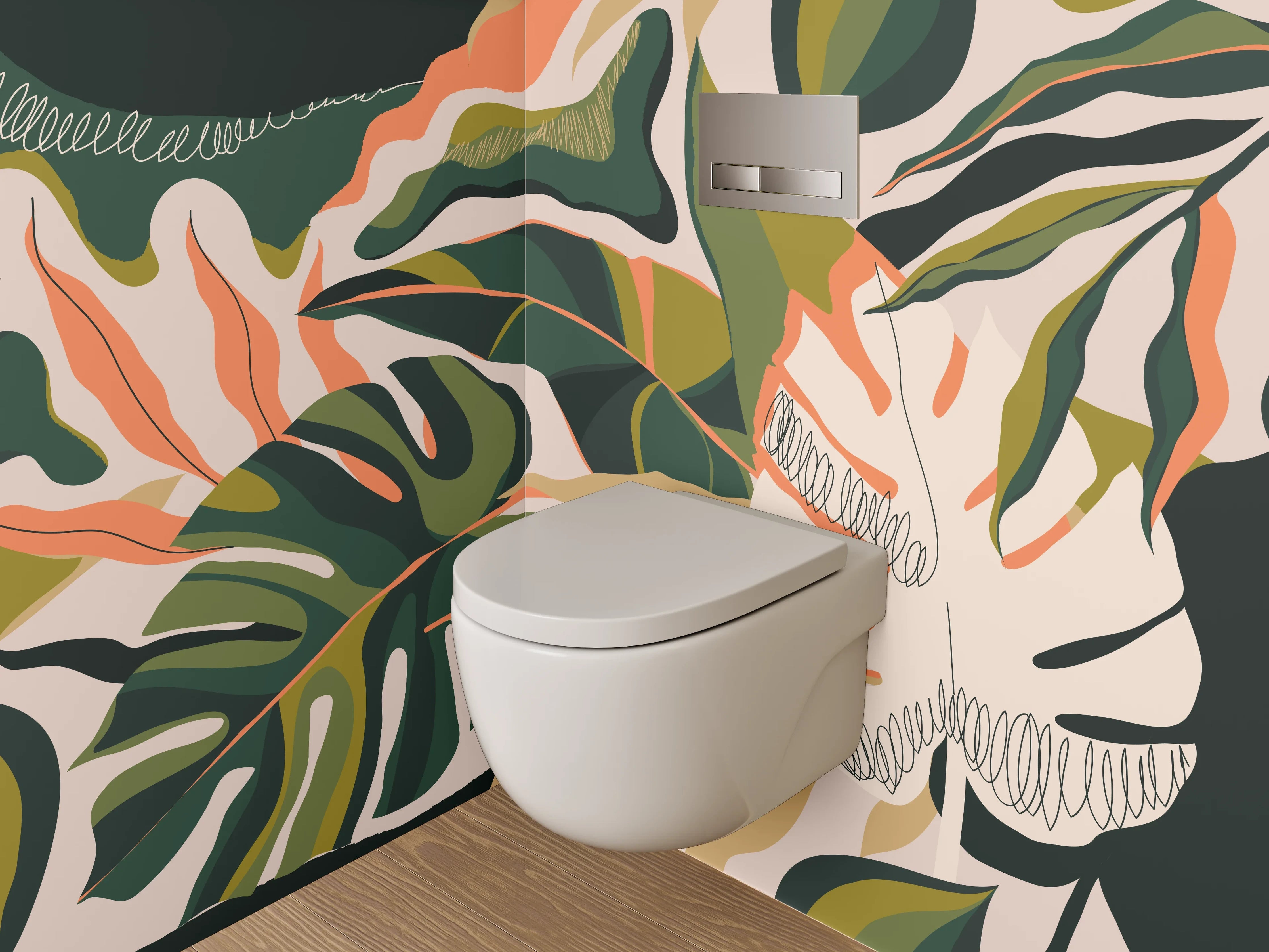 WC-Rückwand - Dschungelblätter Künstlerisches Muster