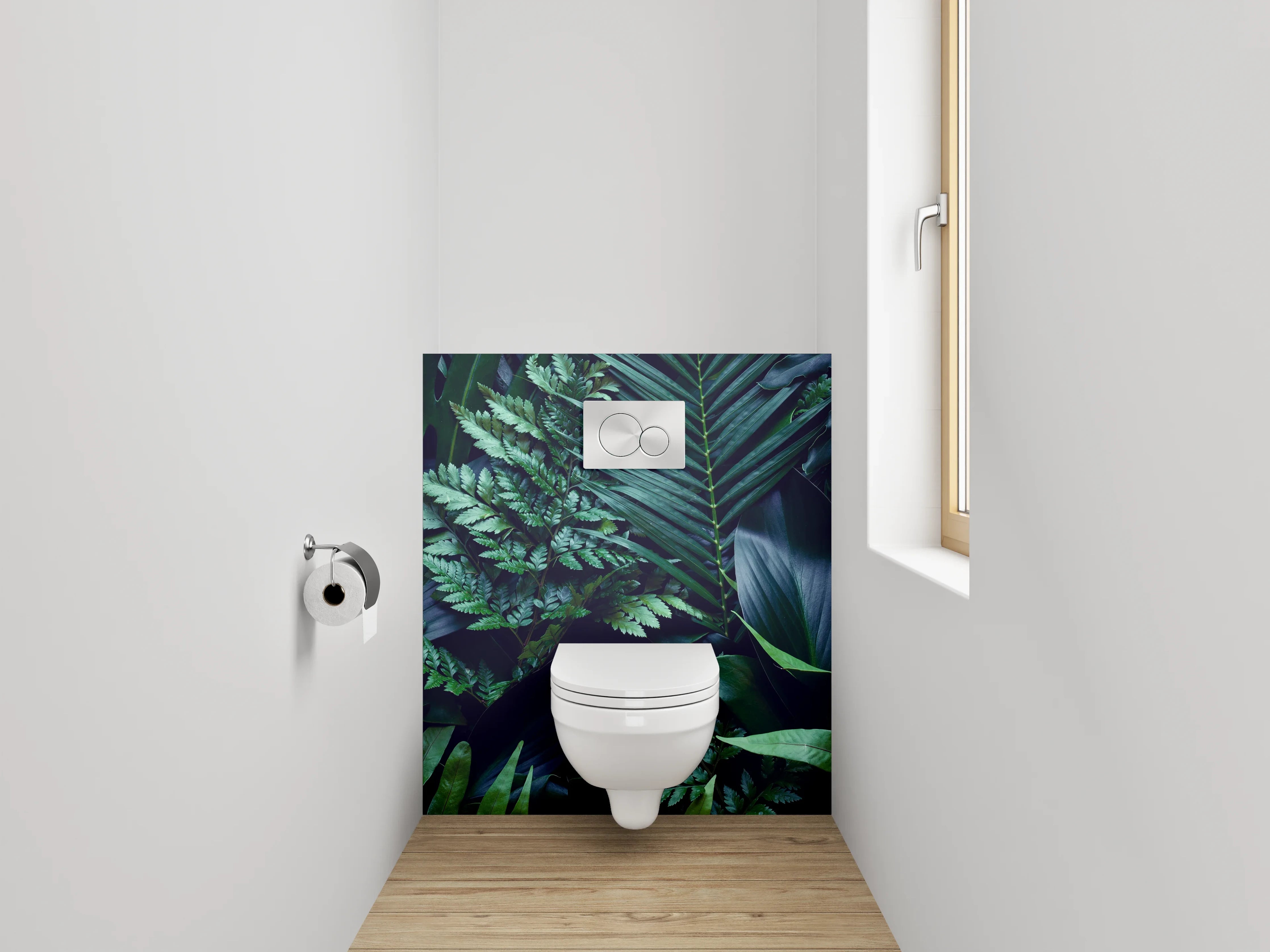 WC-Rückwand - Dschungelgrünes Blätterparadies