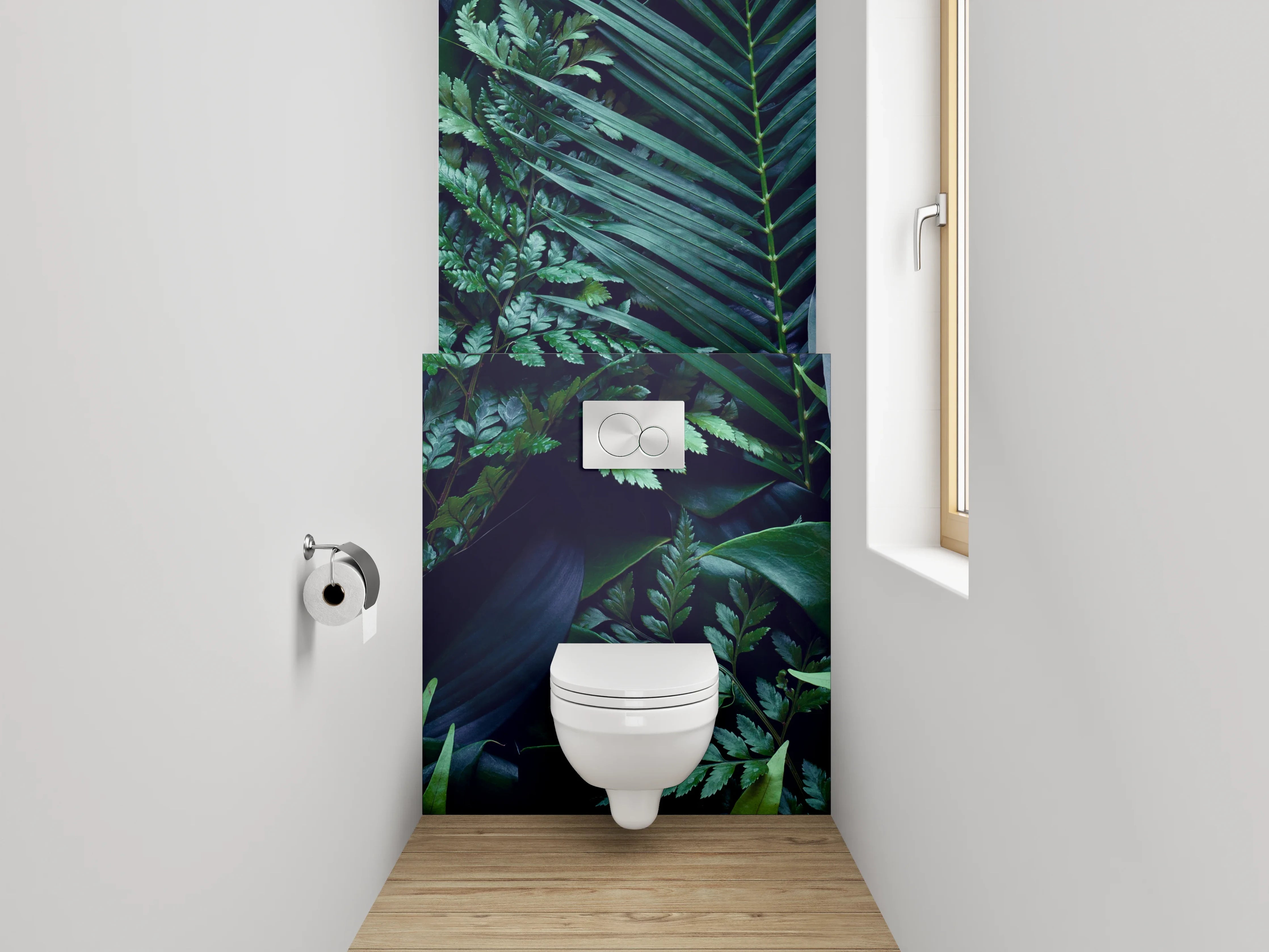 WC-Rückwand - Dschungelgrünes Blätterparadies