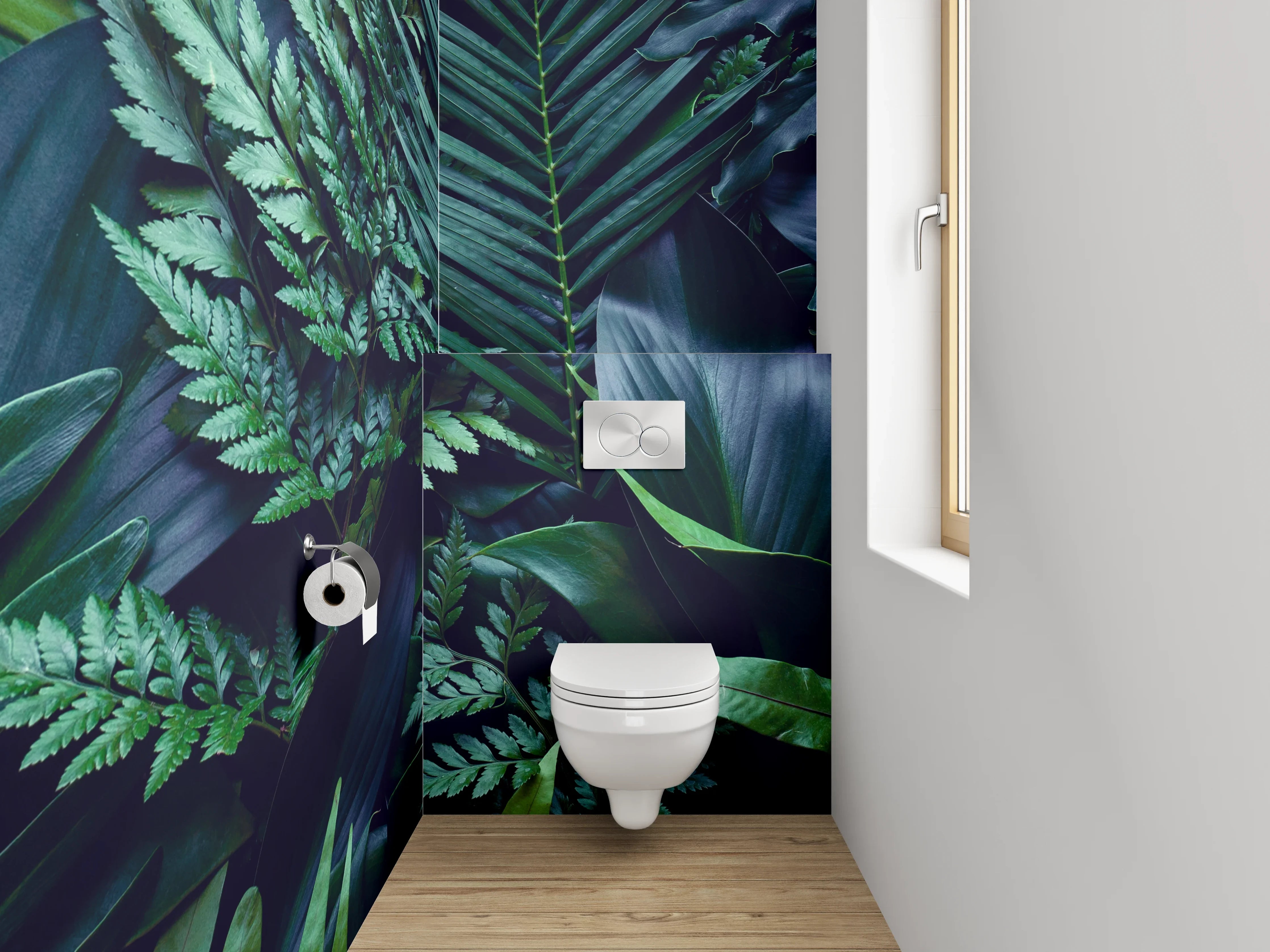 WC-Rückwand - Dschungelgrünes Blätterparadies