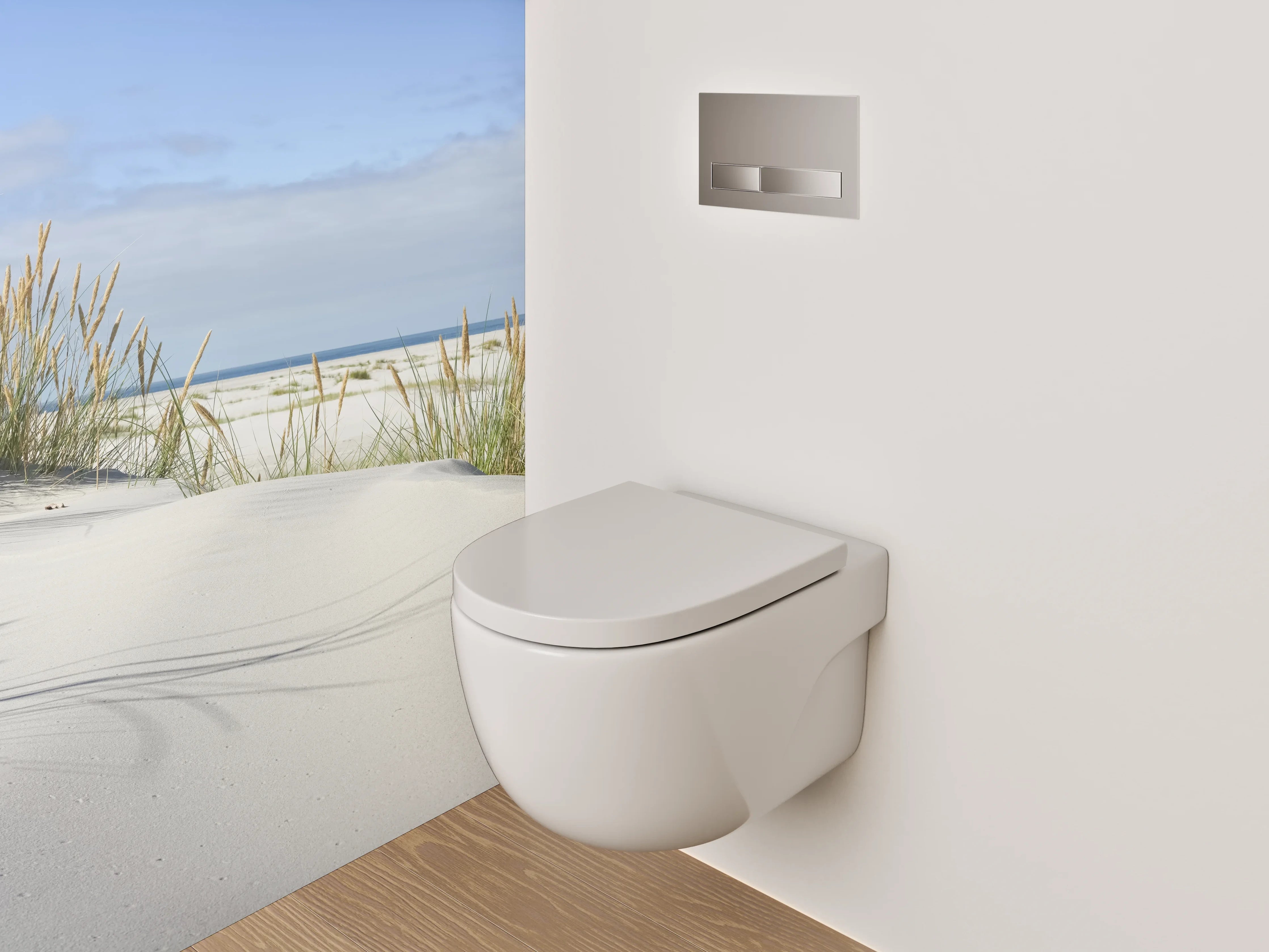 WC-Rückwand - Dünenlandschaft mit Strand und Meerblick