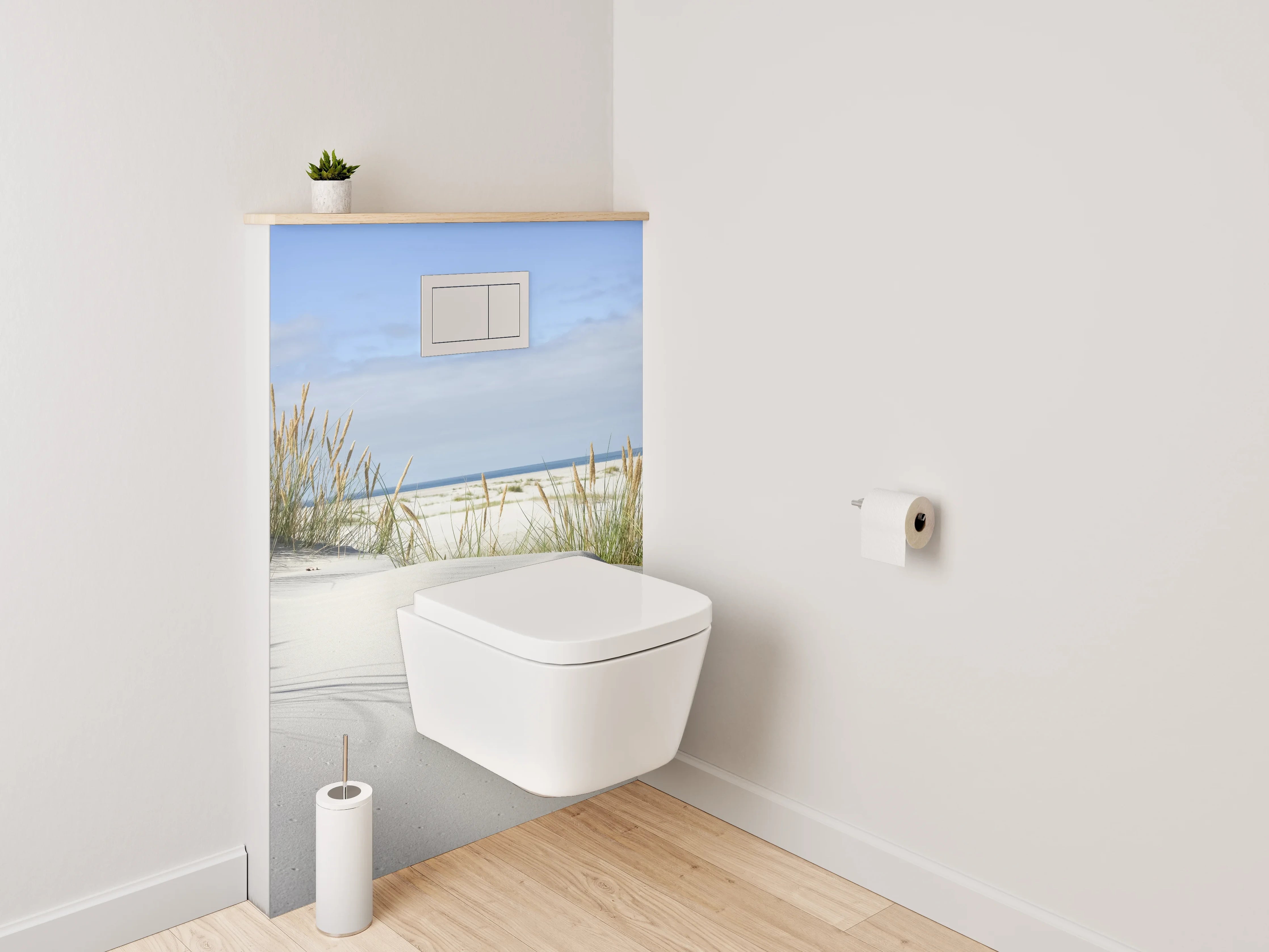 WC-Rückwand - Dünenlandschaft mit Strand und Meerblick