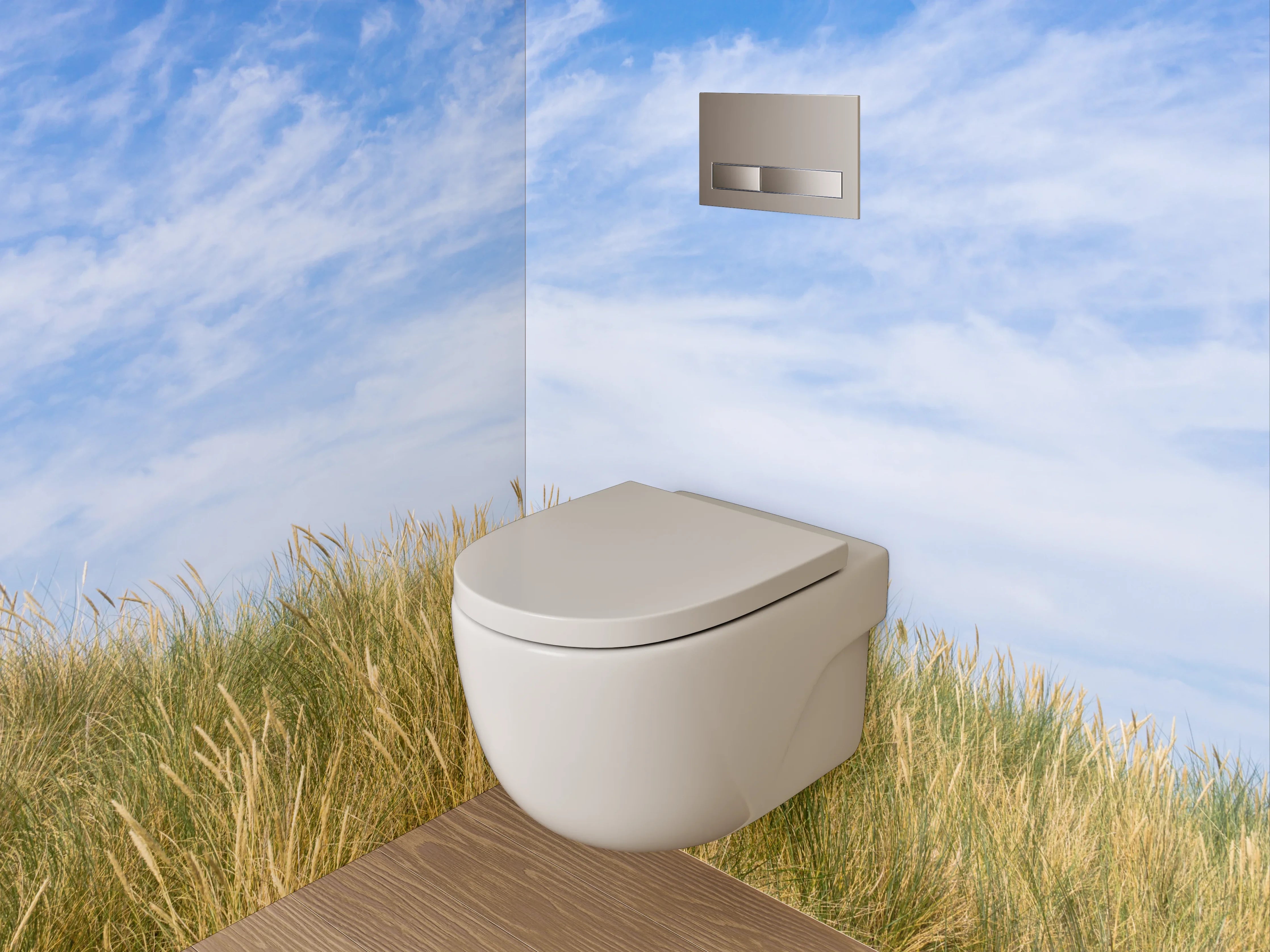 WC-Rückwand - Dünenlandschaft unter blauem Himmel