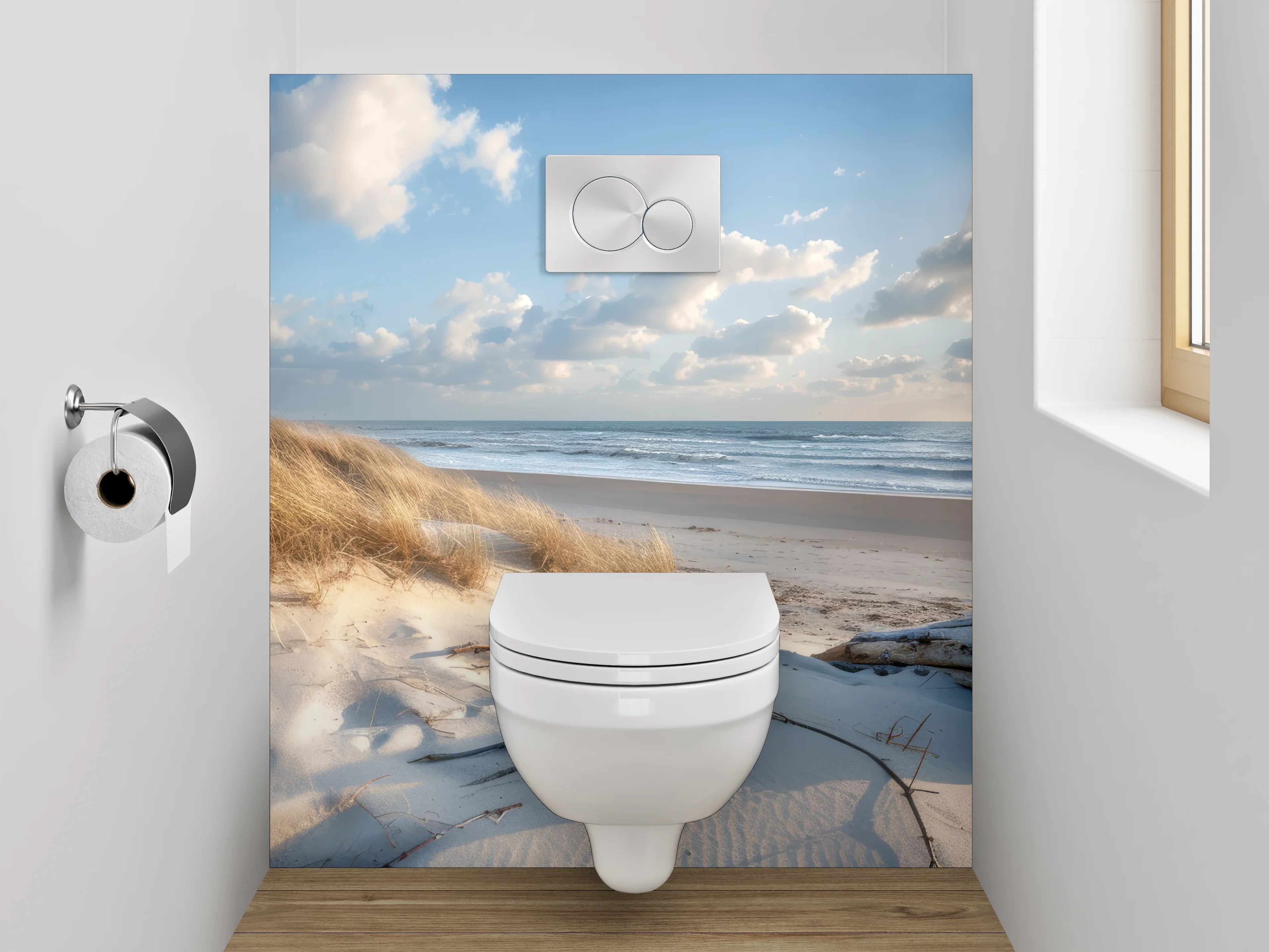 WC-Rückwand - Dünenstrand mit Meerblick