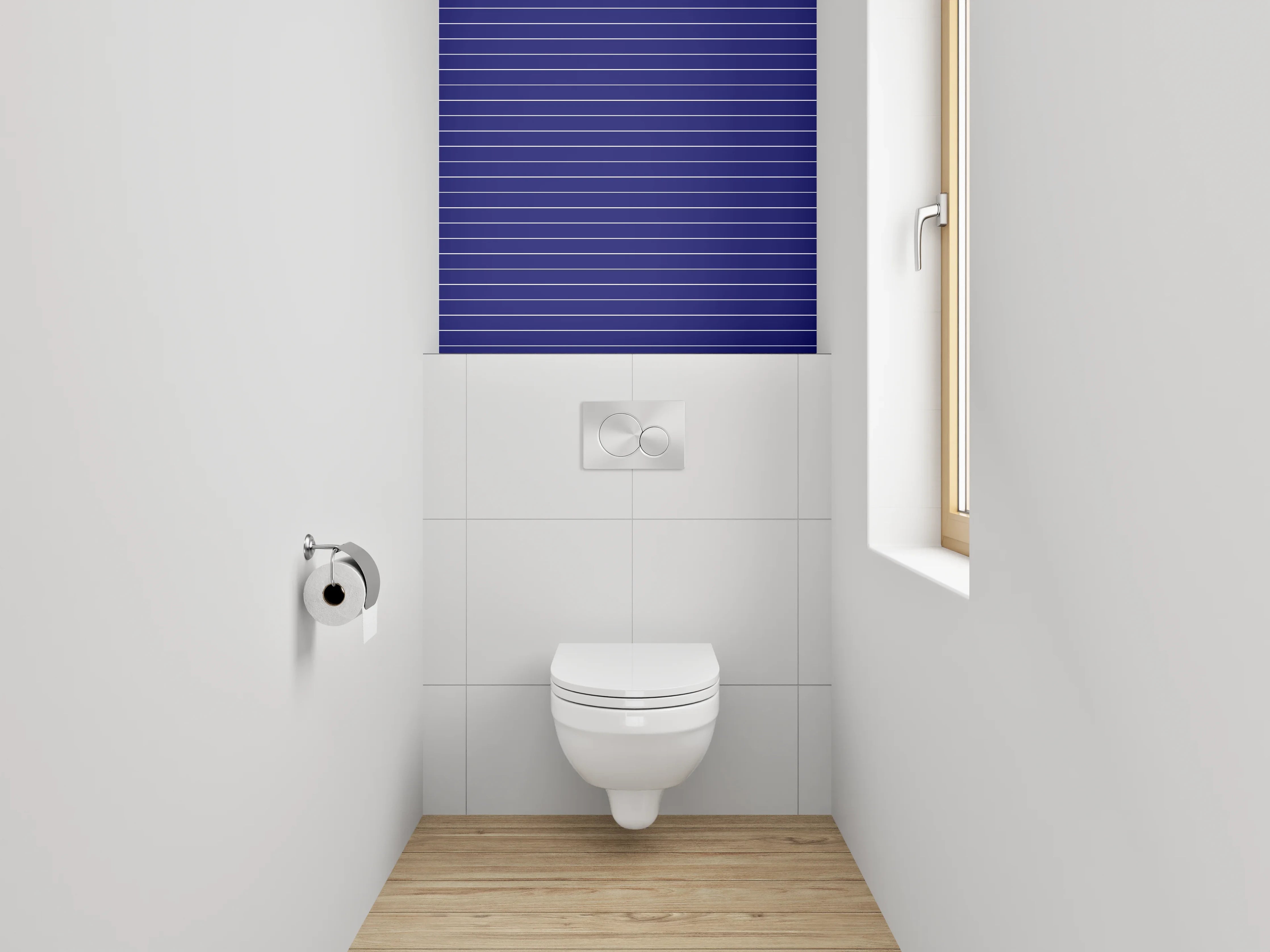 WC-Rückwand - Dunkelblaues Linienmuster Modern