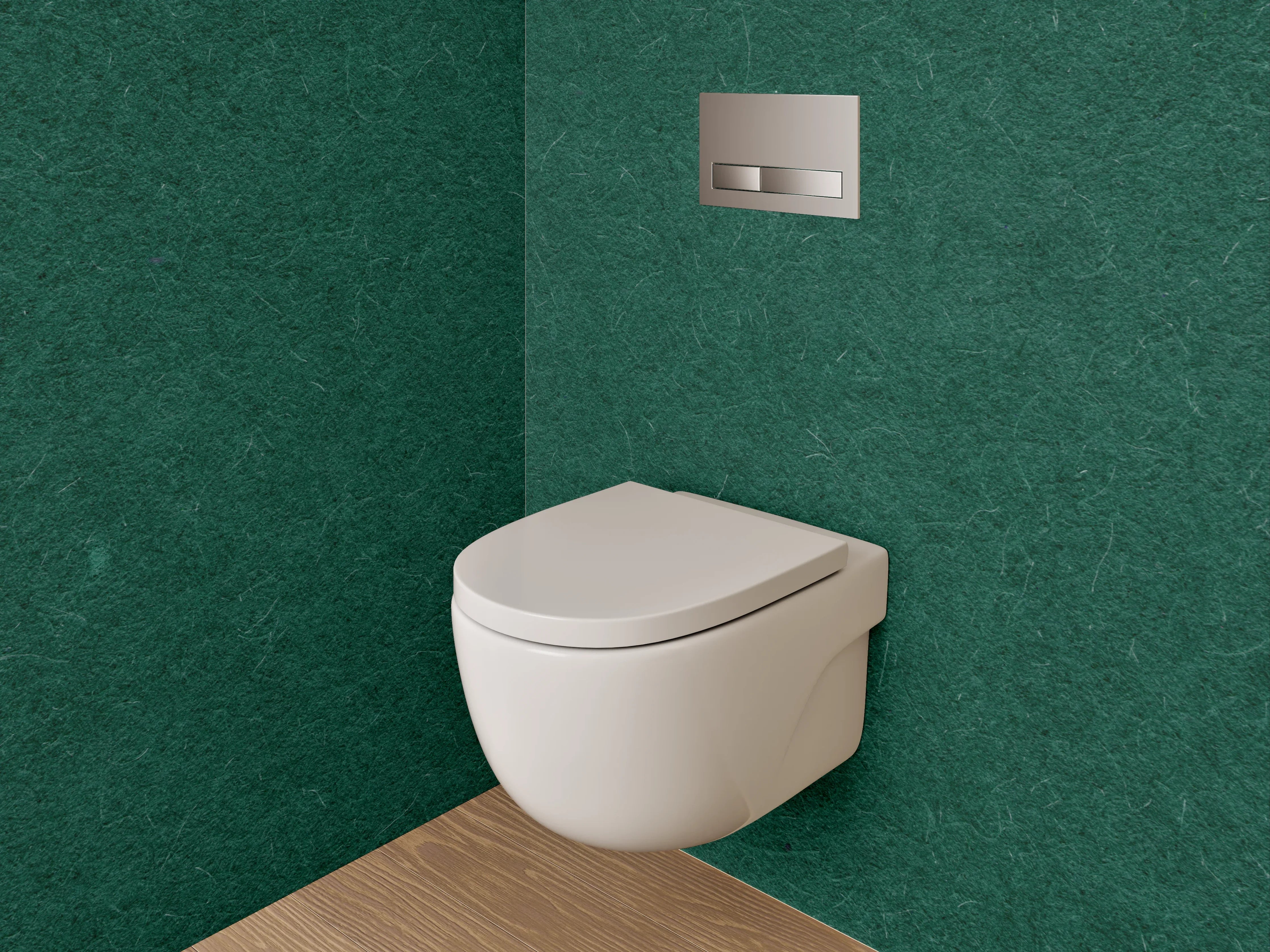 WC-Rückwand - Dunkelgrüner Filzstoff, Nahaufnahme