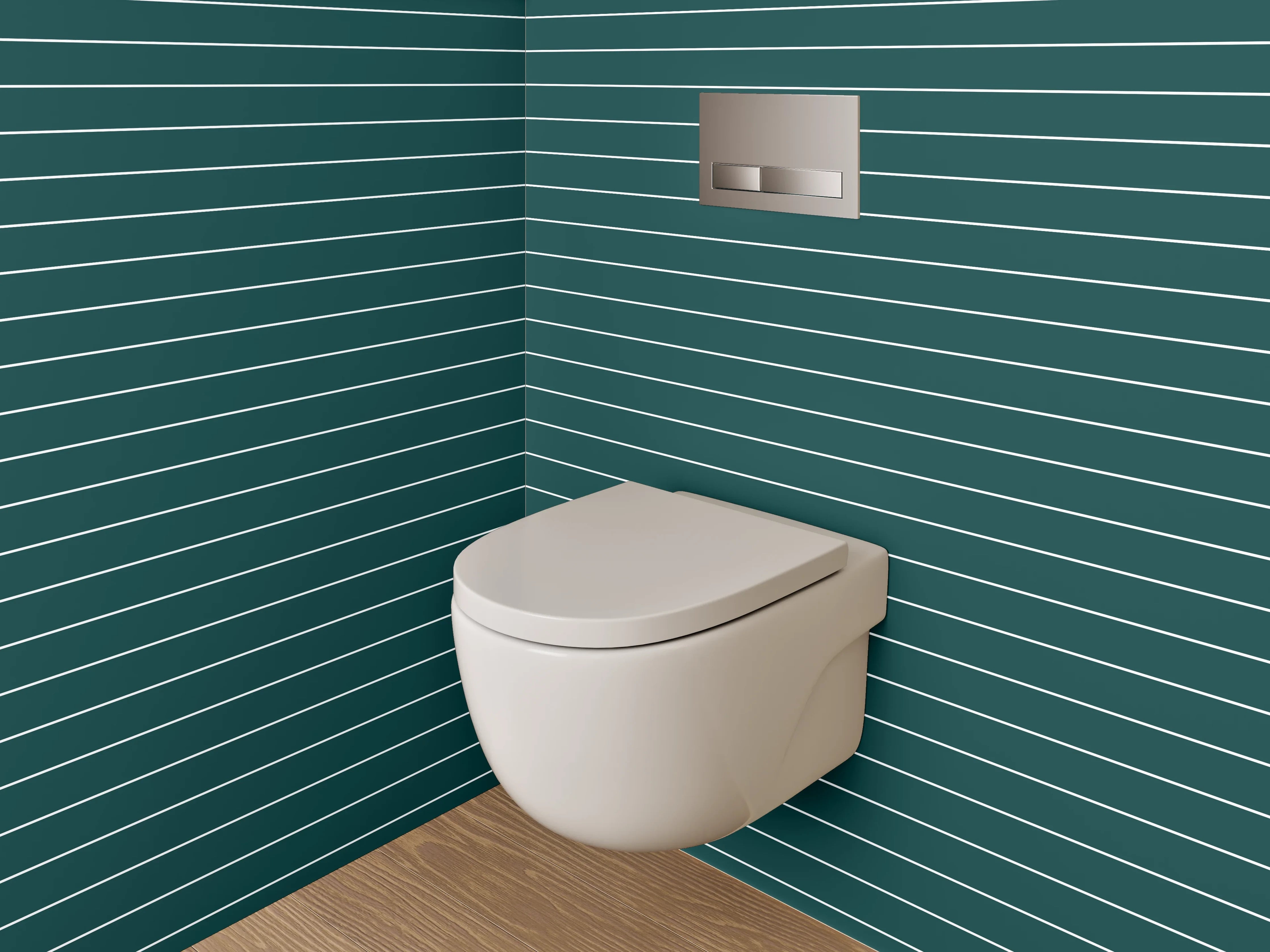 WC-Rückwand - Dunkelgrünes Linienmuster Modern