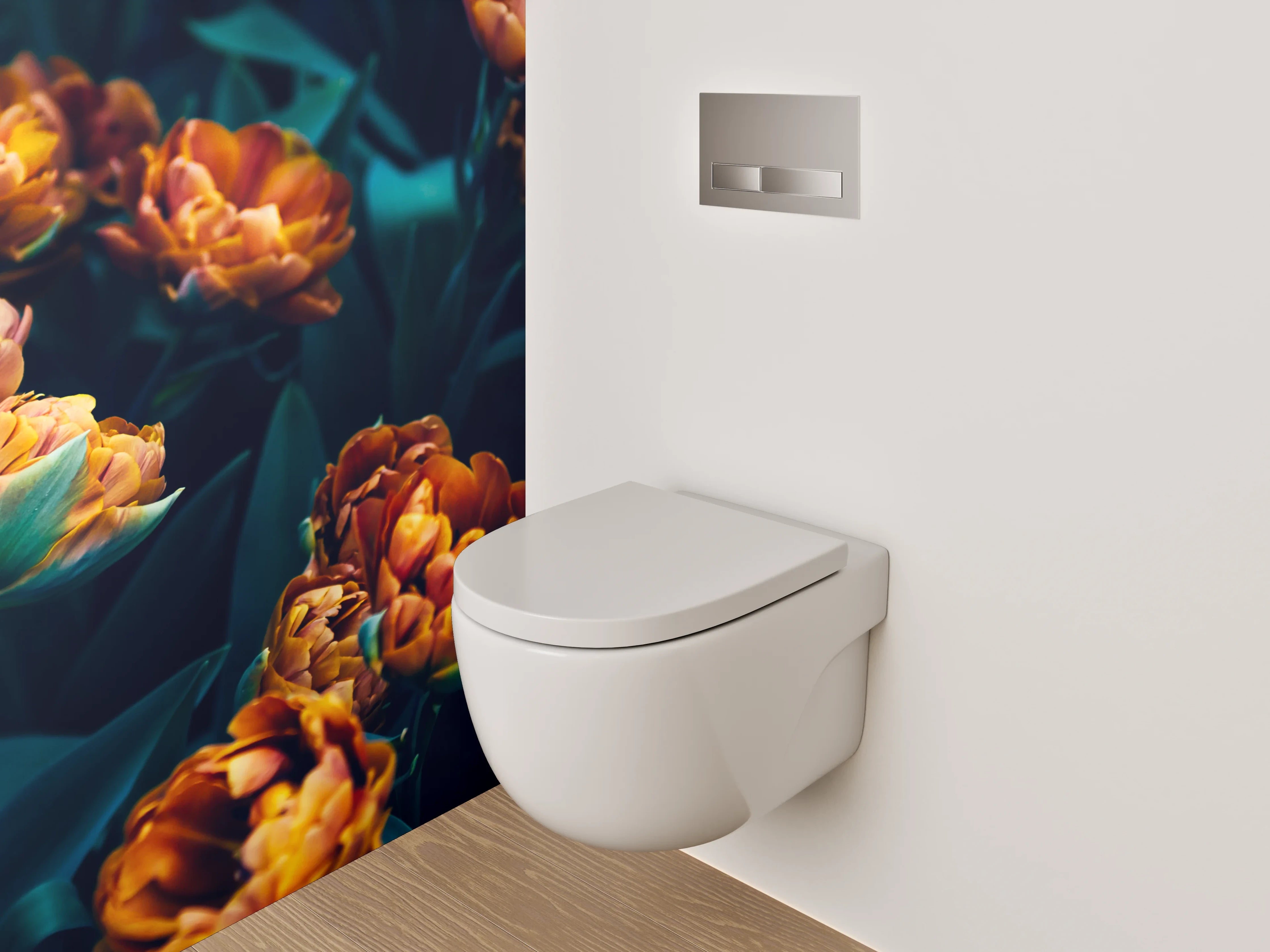 WC-Rückwand - Dunkelromantische Blumenpracht