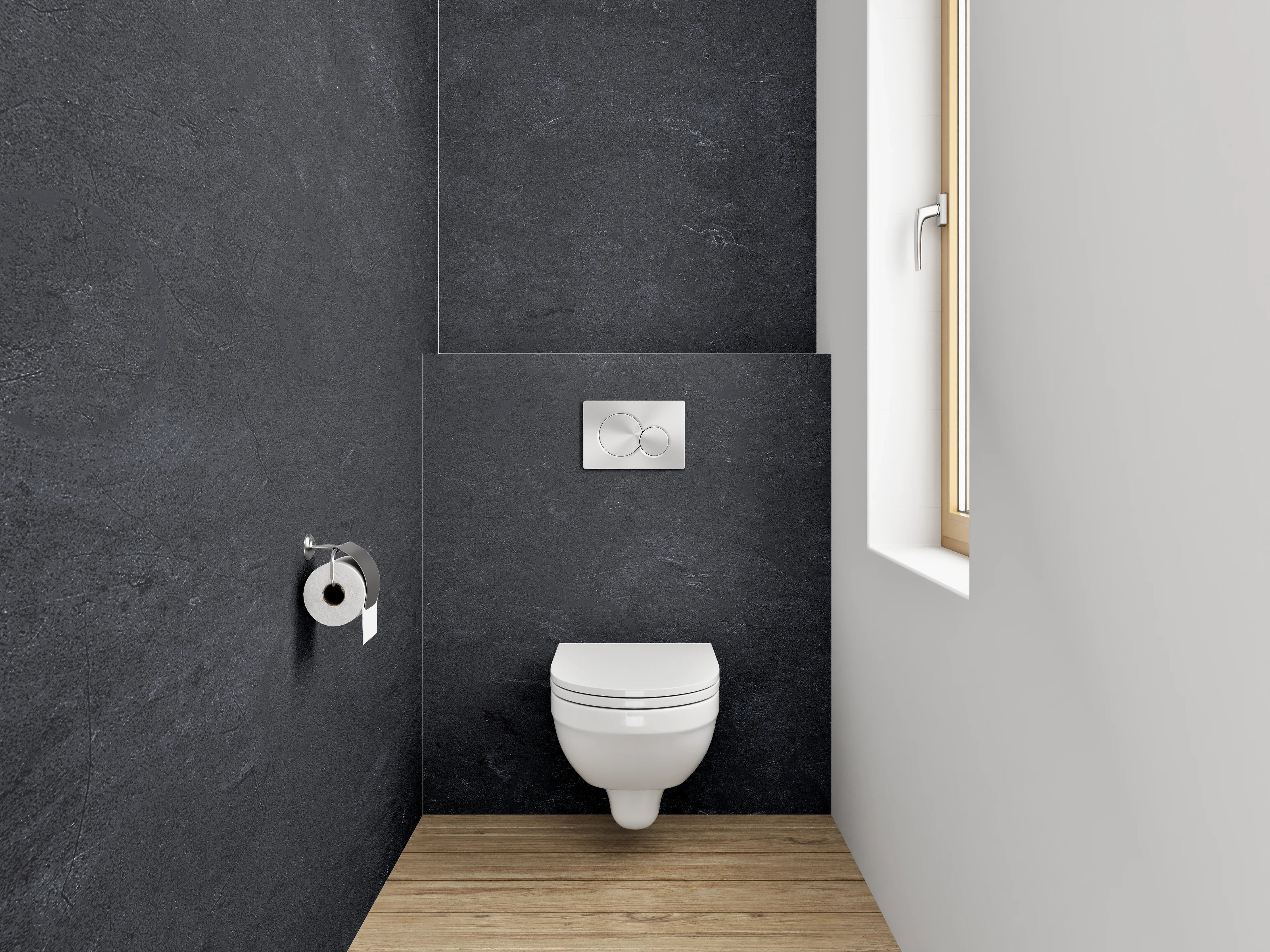 WC-Rückwand - Dunkle Asphaltoberfläche mit Textur