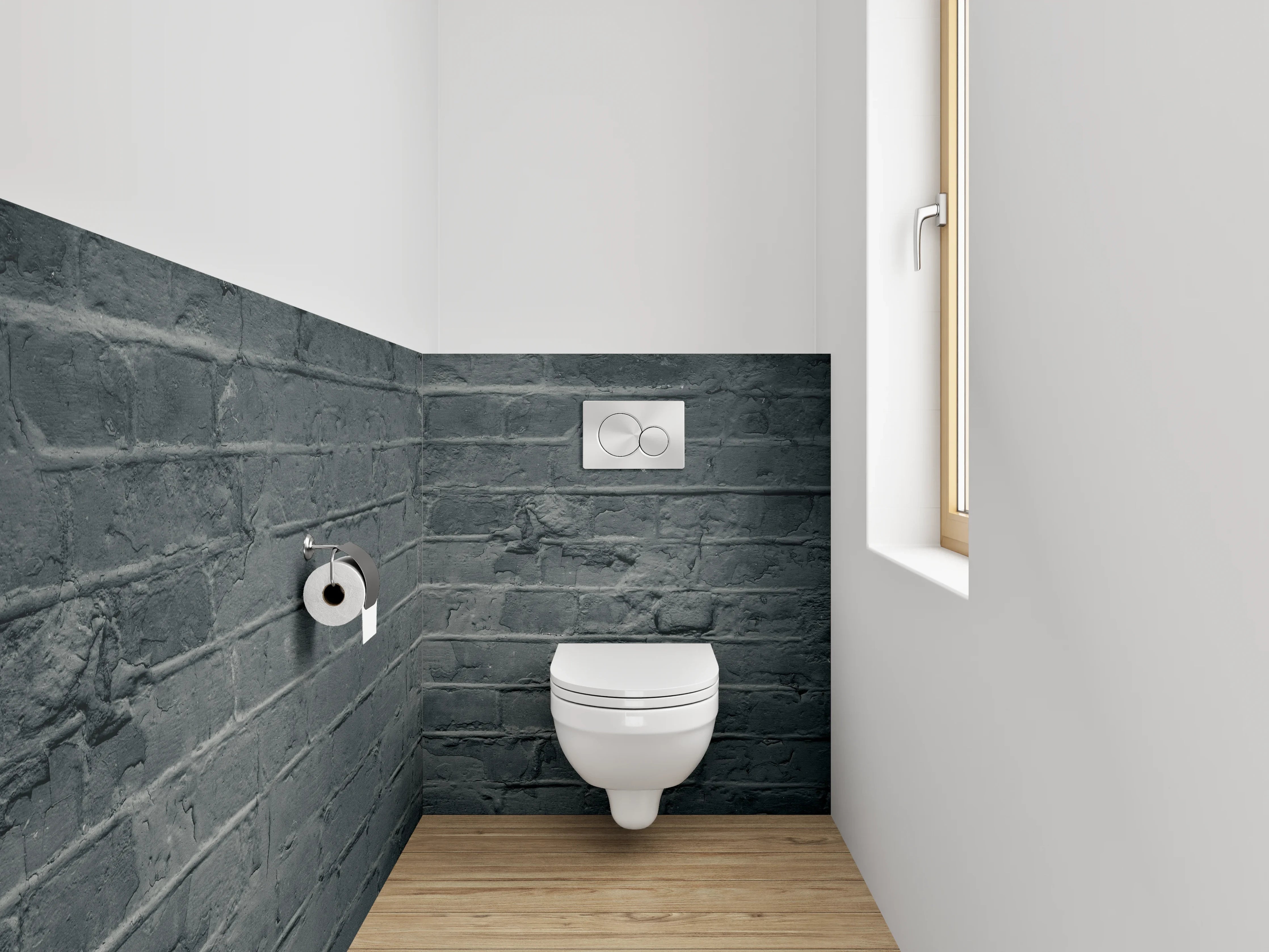 WC-Rückwand - Dunkle Backsteinmauer Industrial Design
