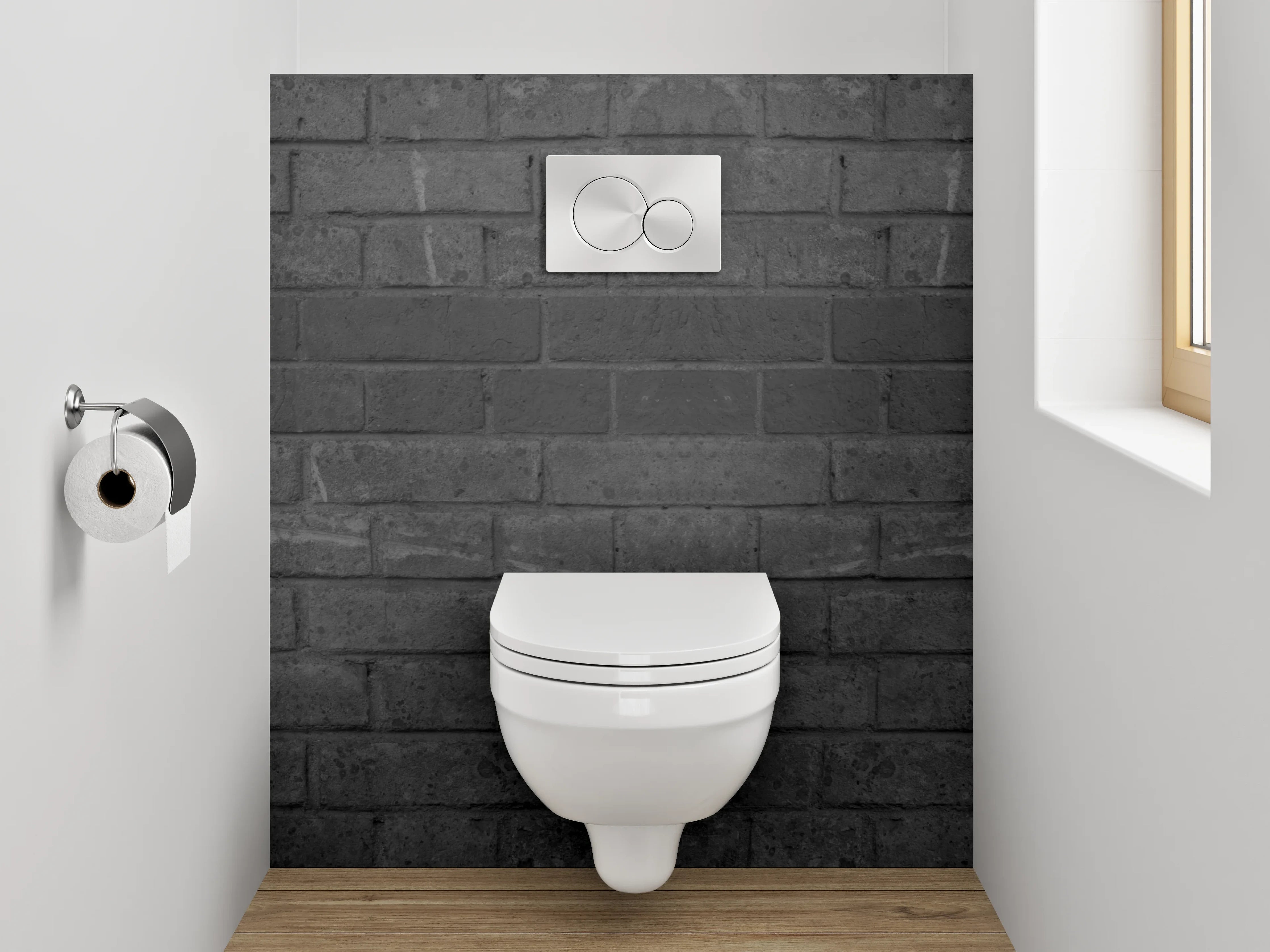 WC-Rückwand - Dunkle Backsteinwand Struktur