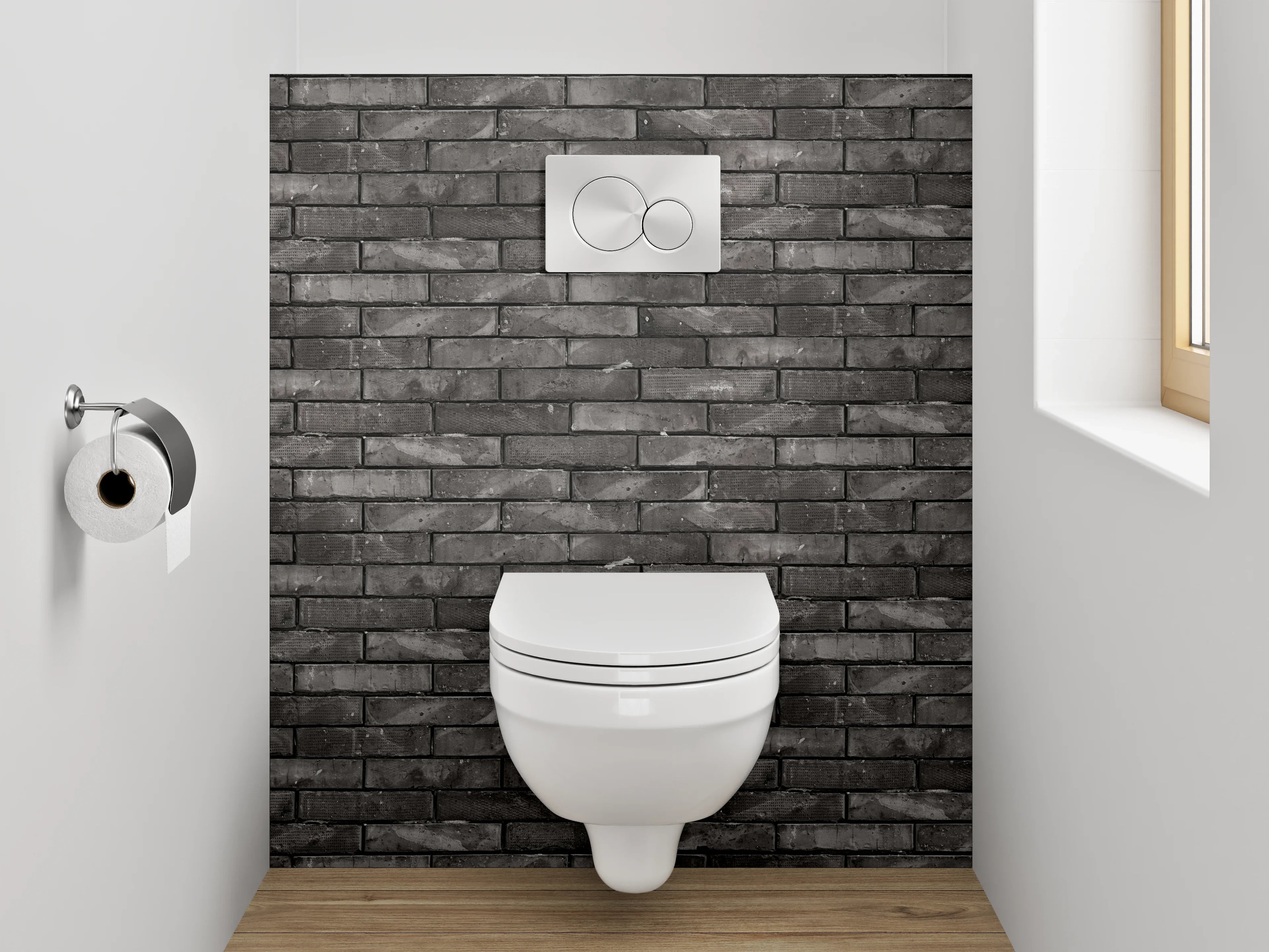 WC-Rückwand - Dunkle Backsteinwand Tapete