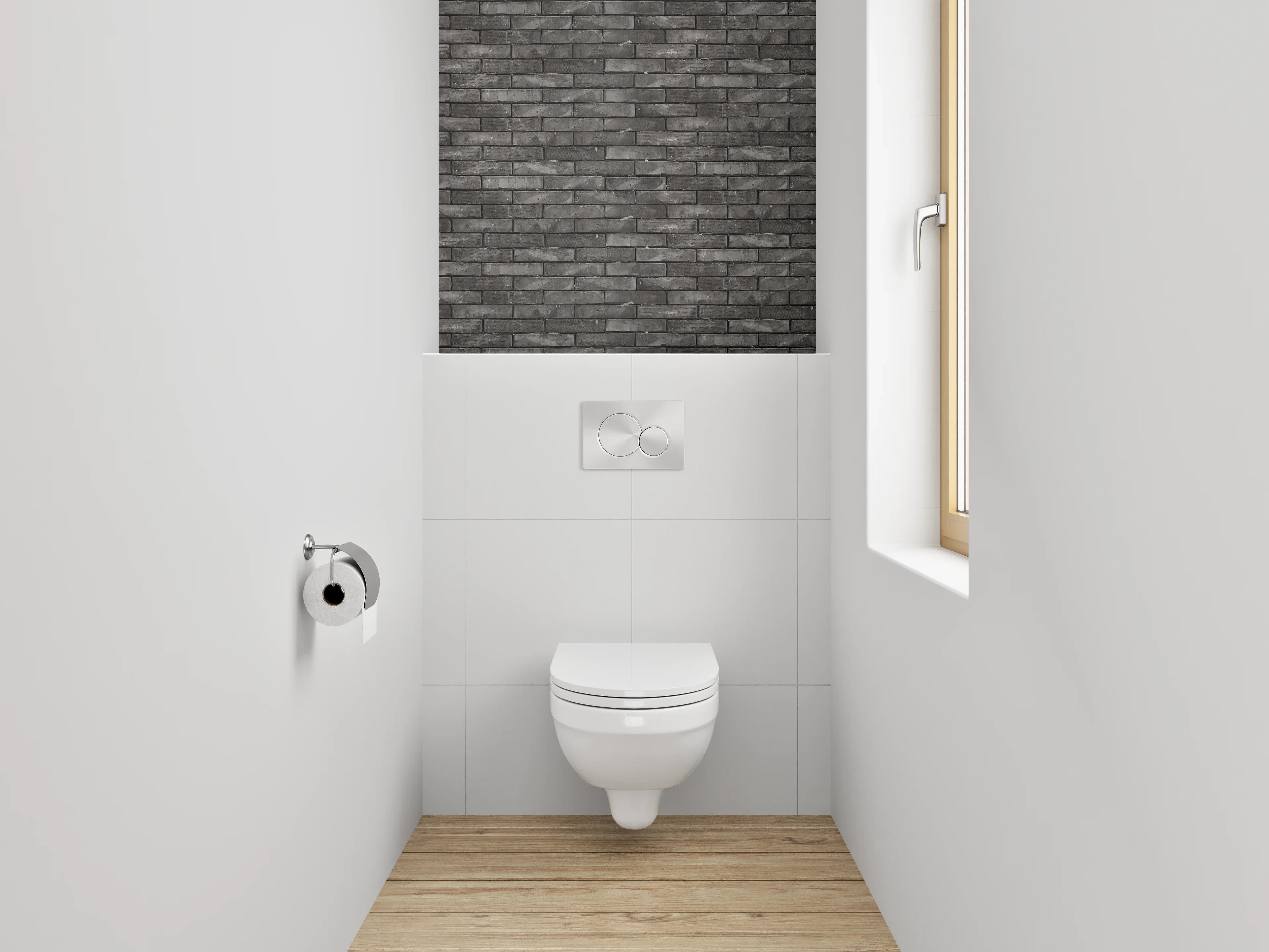 WC-Rückwand - Dunkle Backsteinwand Tapete