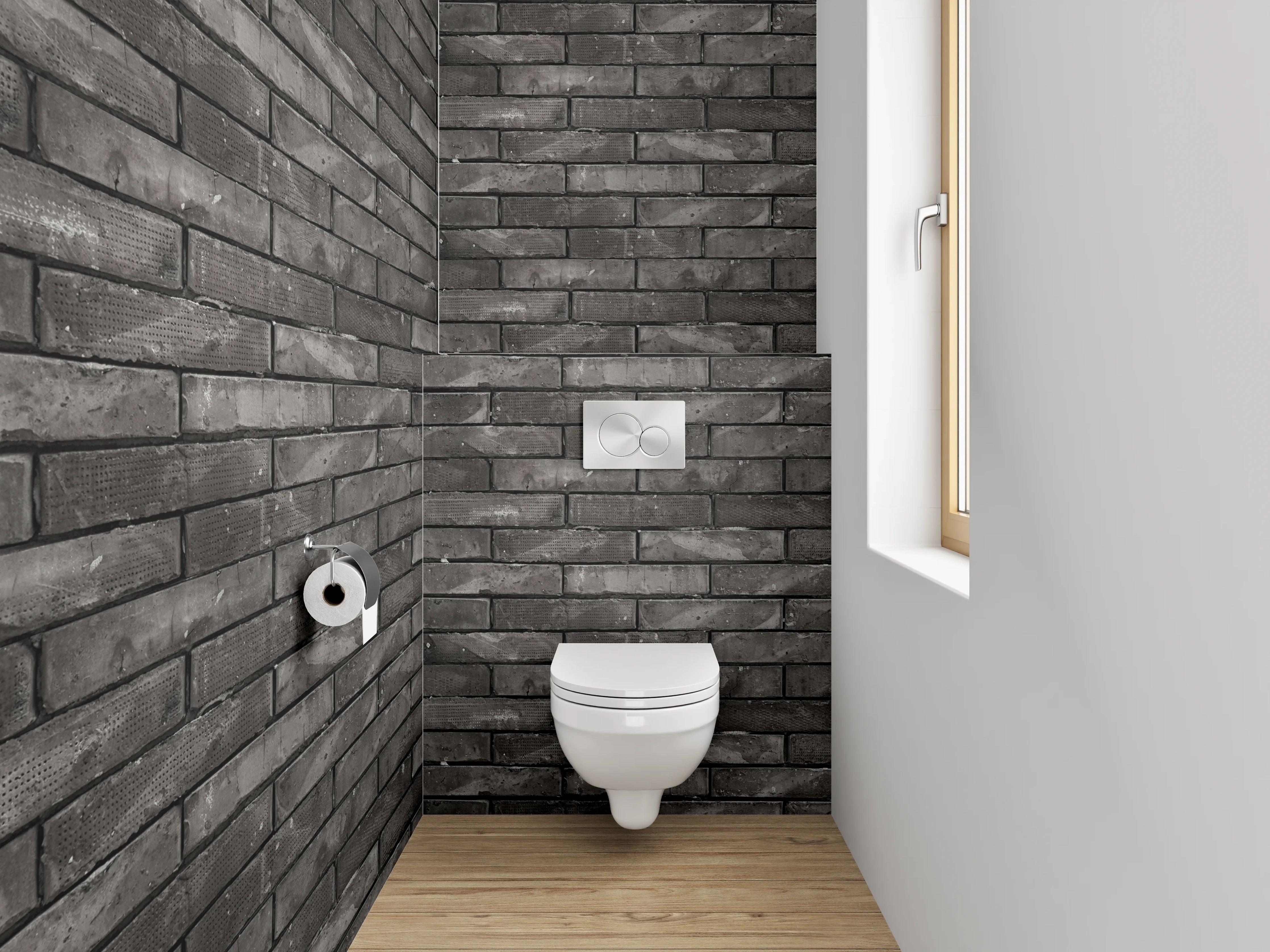 WC-Rückwand - Dunkle Backsteinwand Tapete