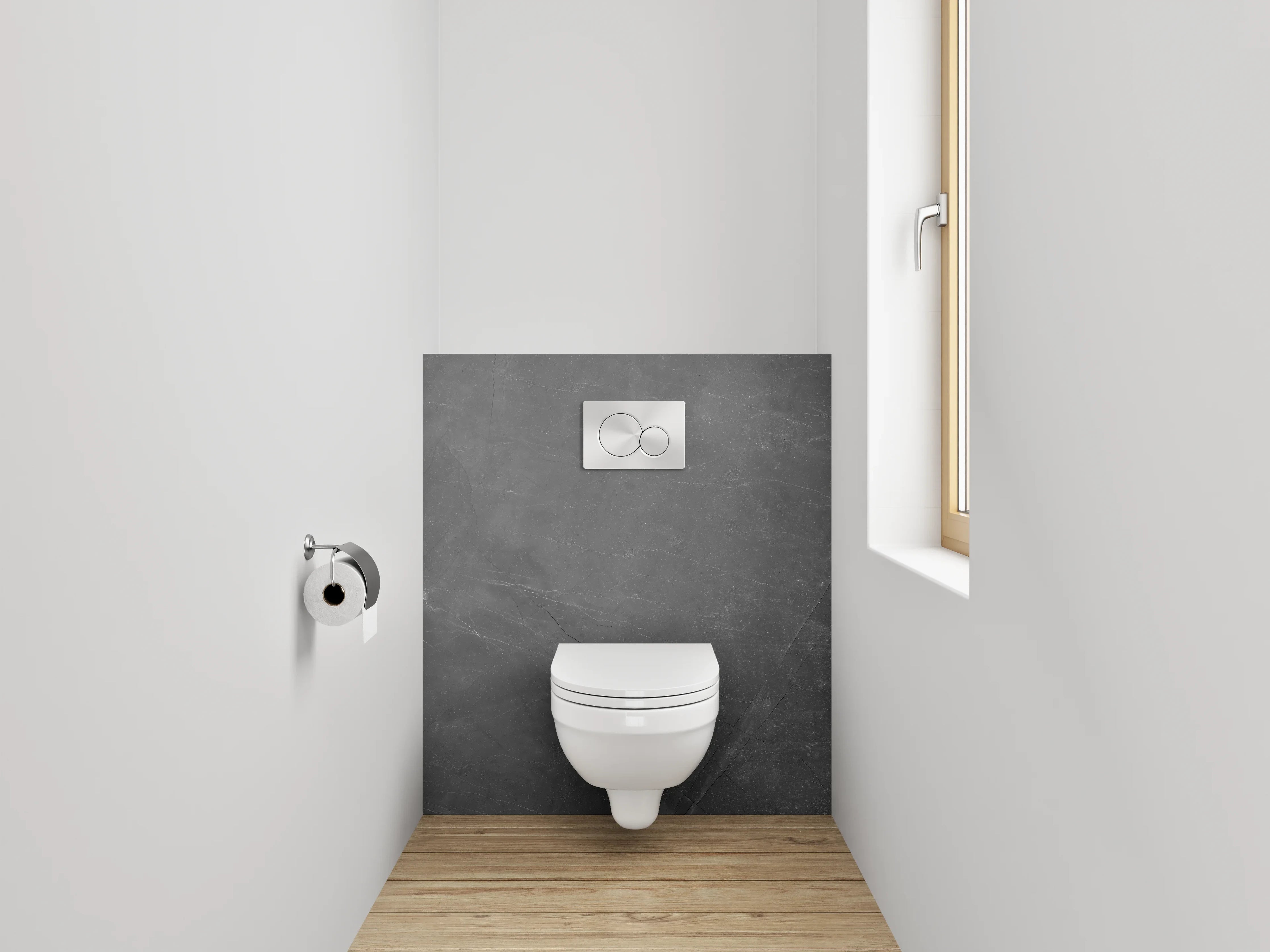 WC-Rückwand - Dunkle Betonoptik mit feiner Struktur