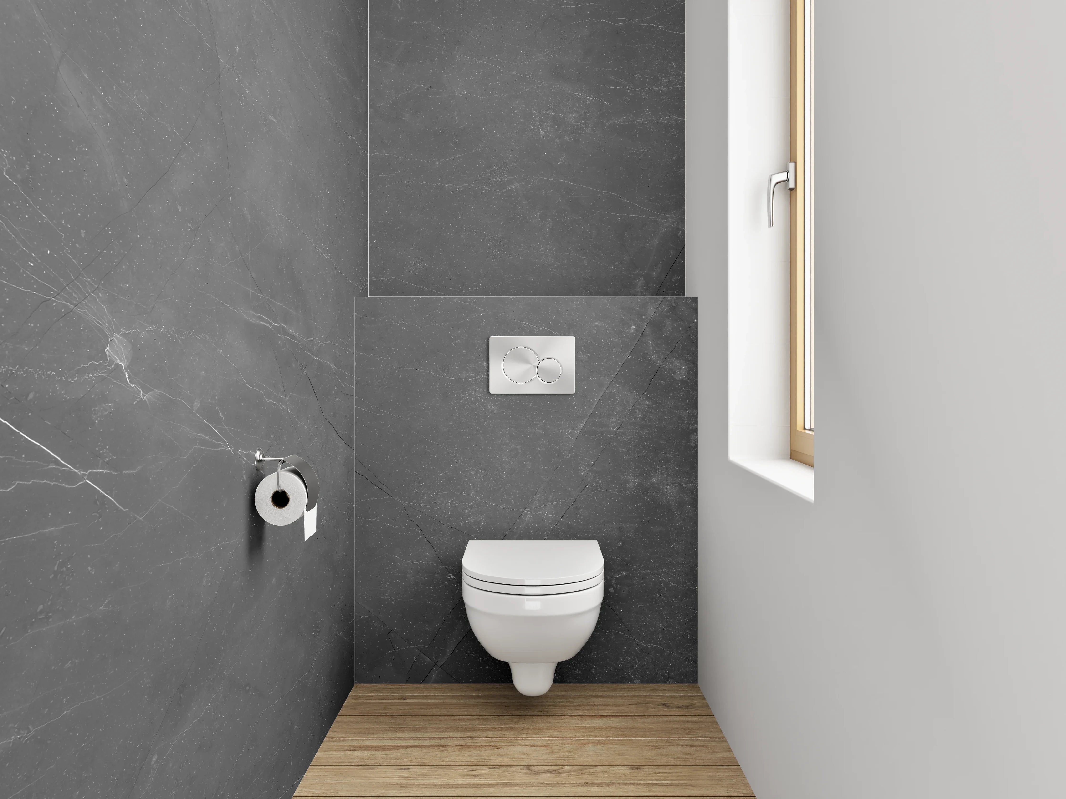 WC-Rückwand - Dunkle Betonoptik mit feiner Struktur