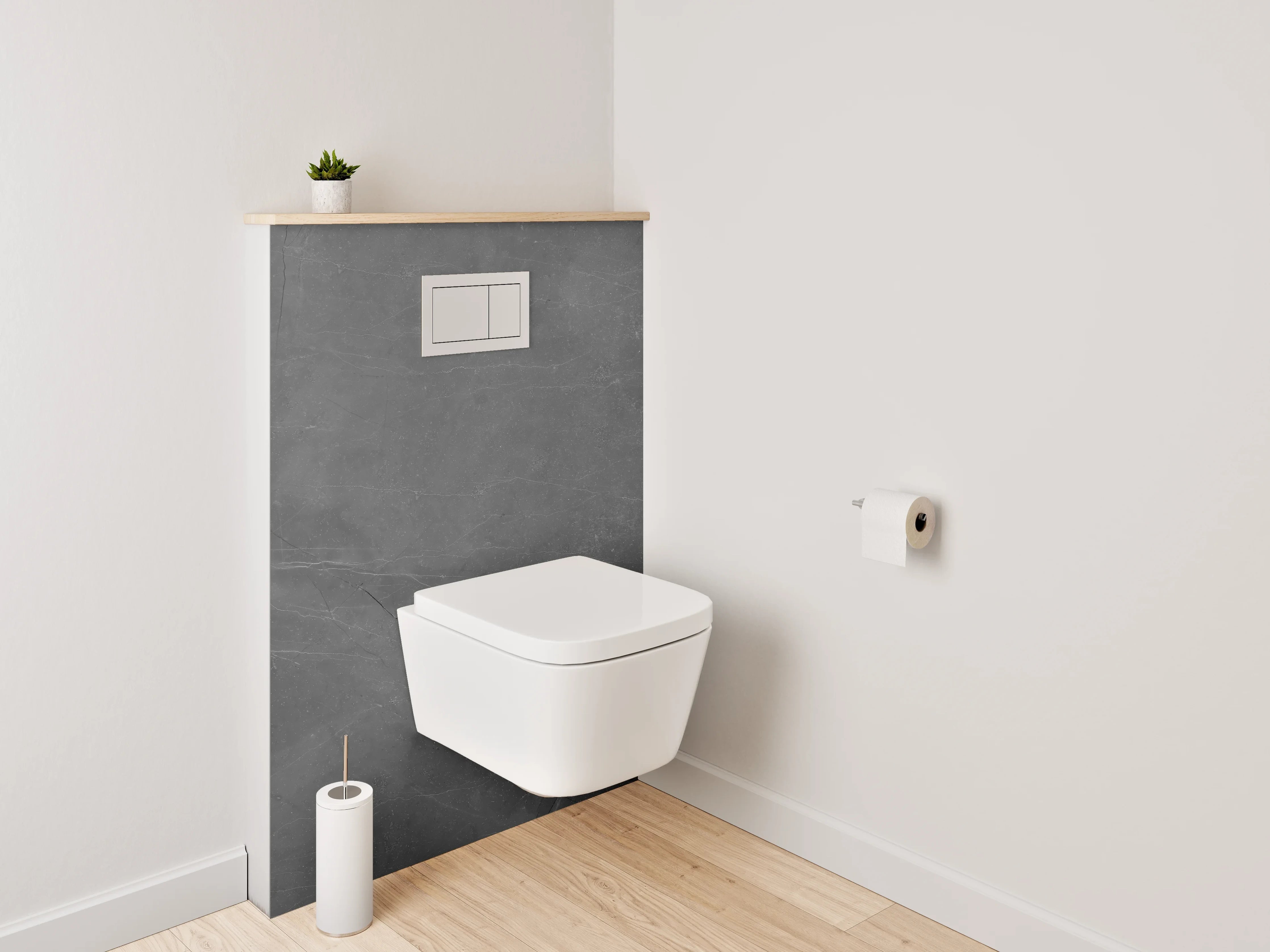 WC-Rückwand - Dunkle Betonoptik mit feiner Struktur