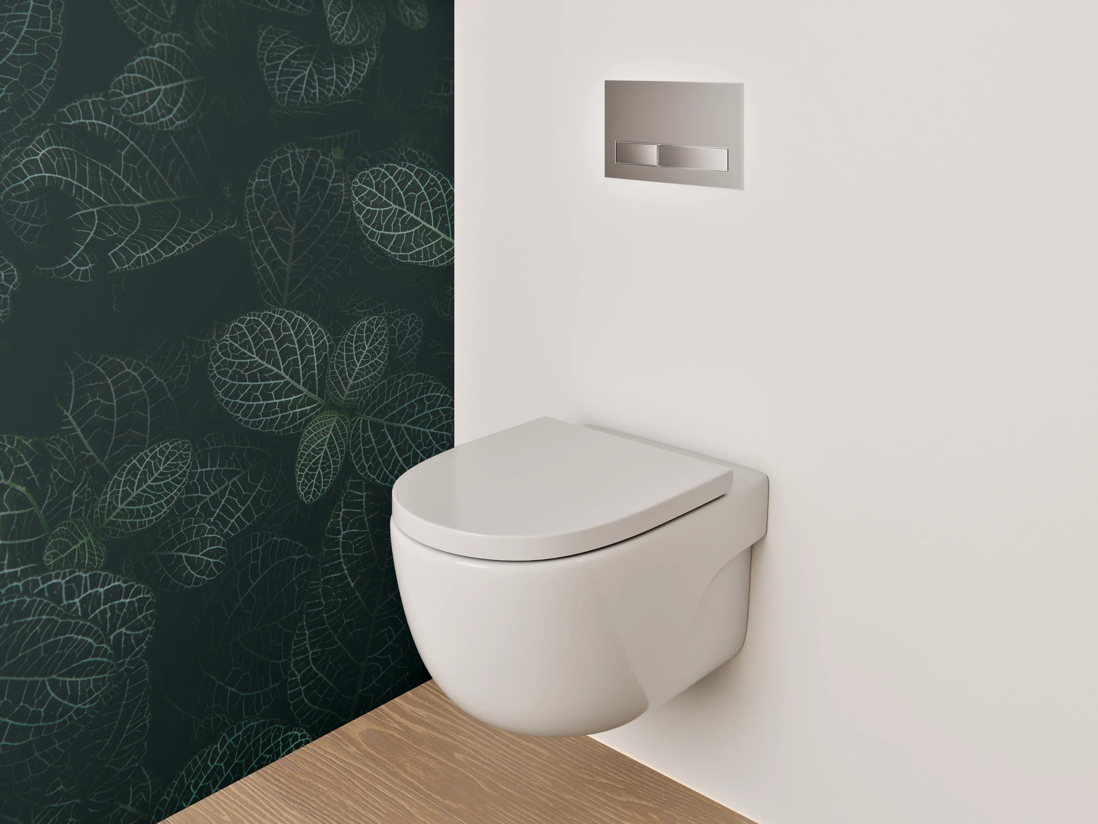 WC-Rückwand - Dunkle Blätter als Natur-Muster