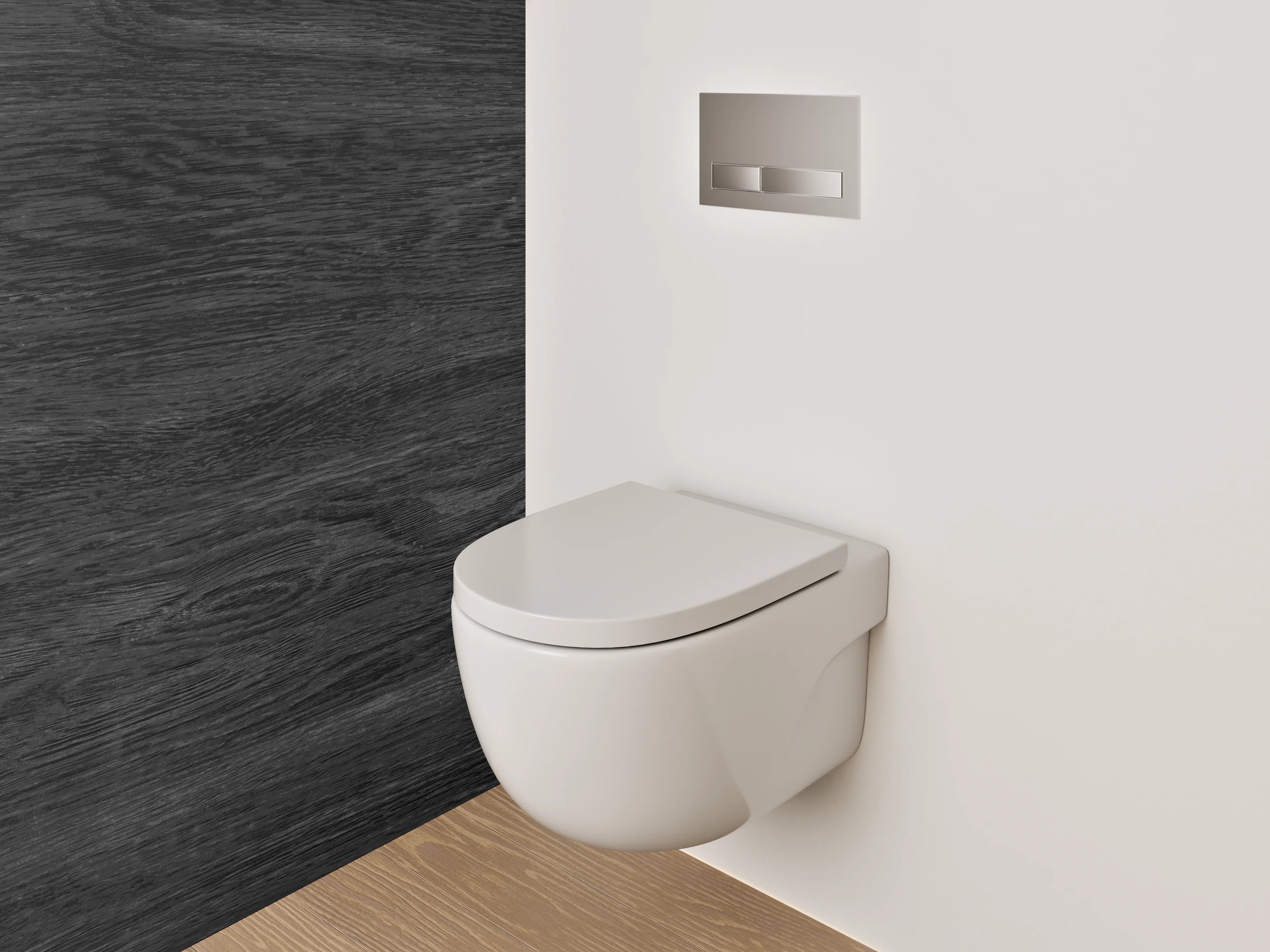 WC-Rückwand - Dunkle Holzmaserung im Detail