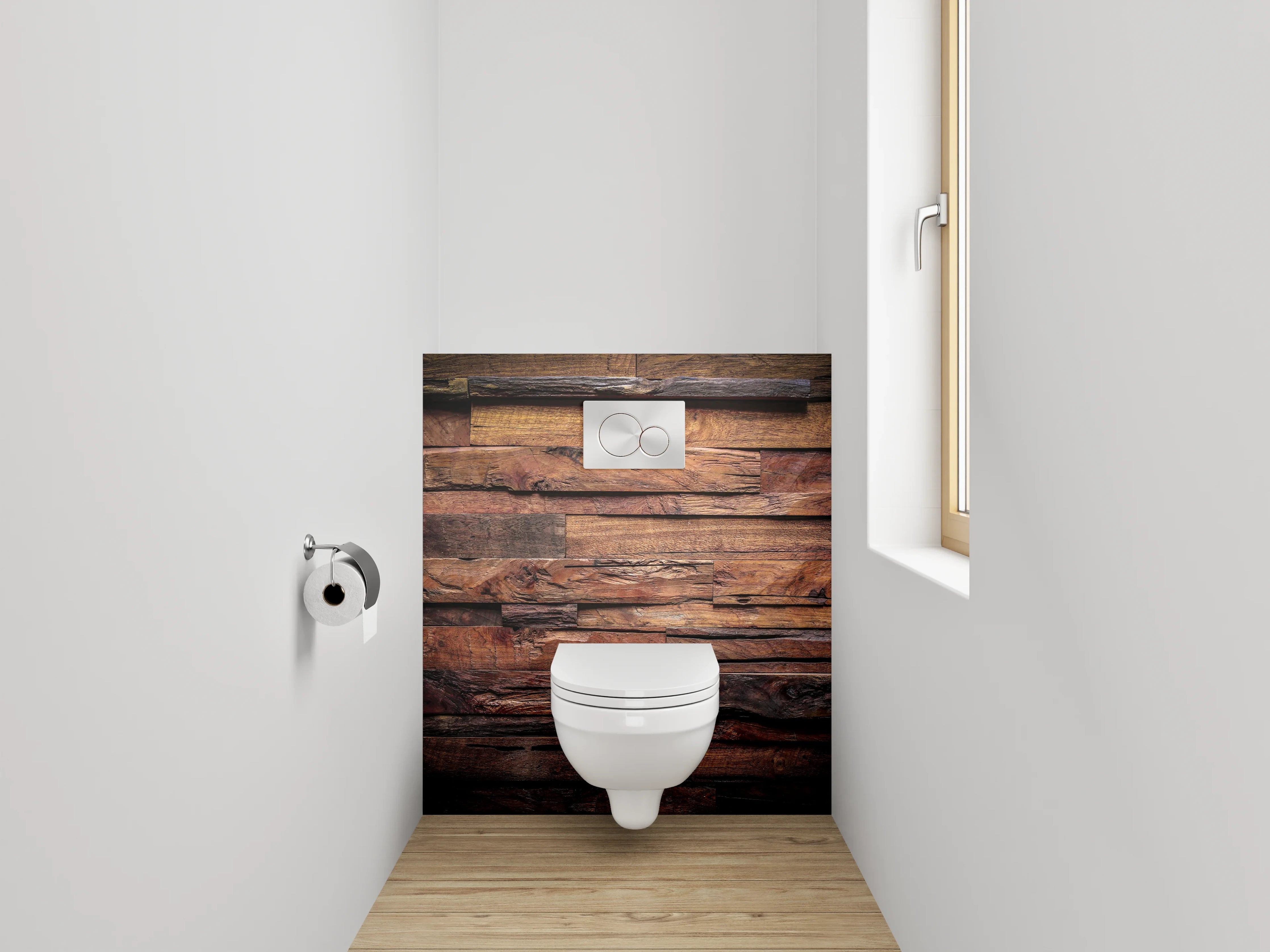 WC-Rückwand - Dunkle Holzstruktur Wanddekor