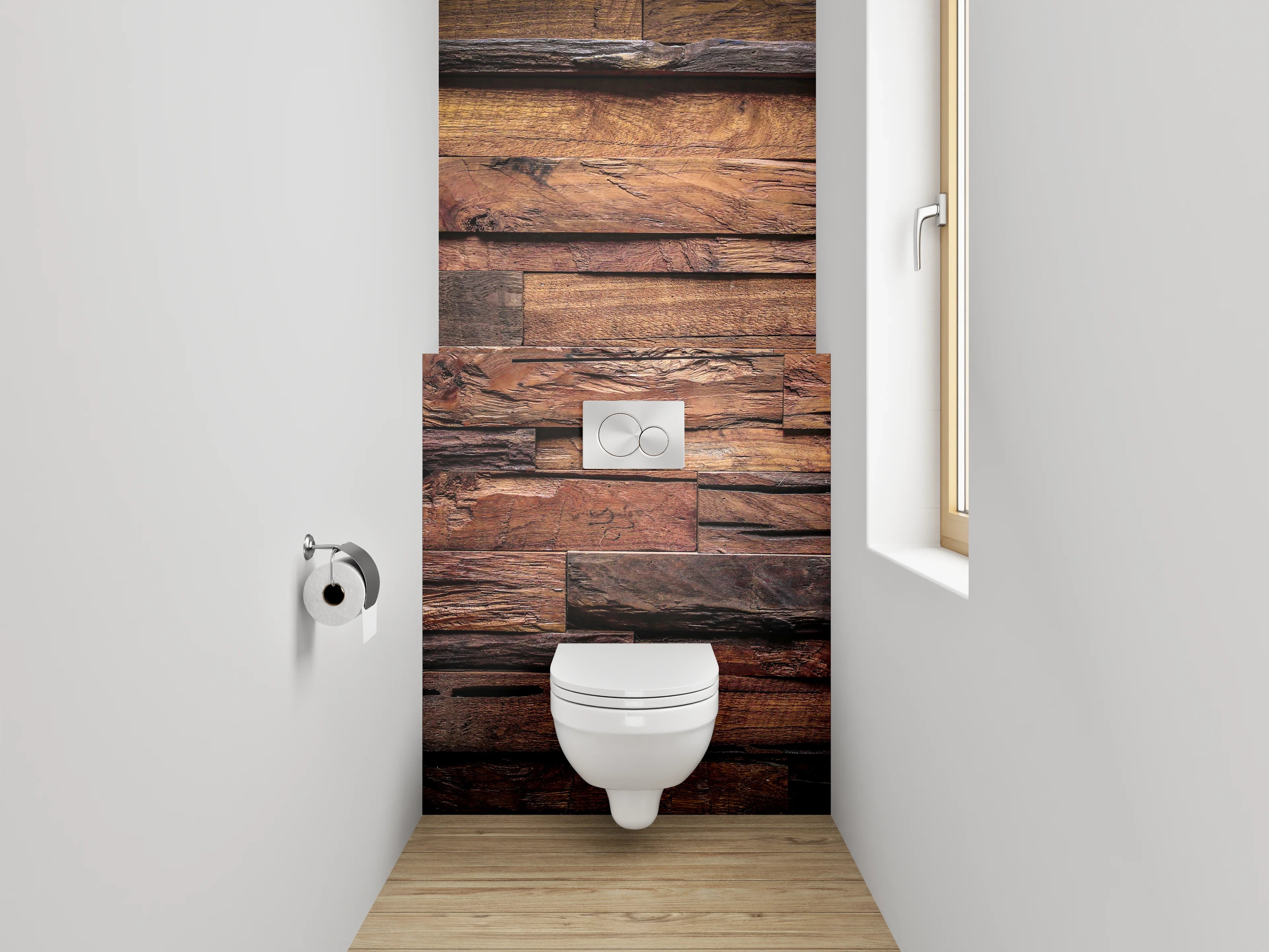 WC-Rückwand - Dunkle Holzstruktur Wanddekor