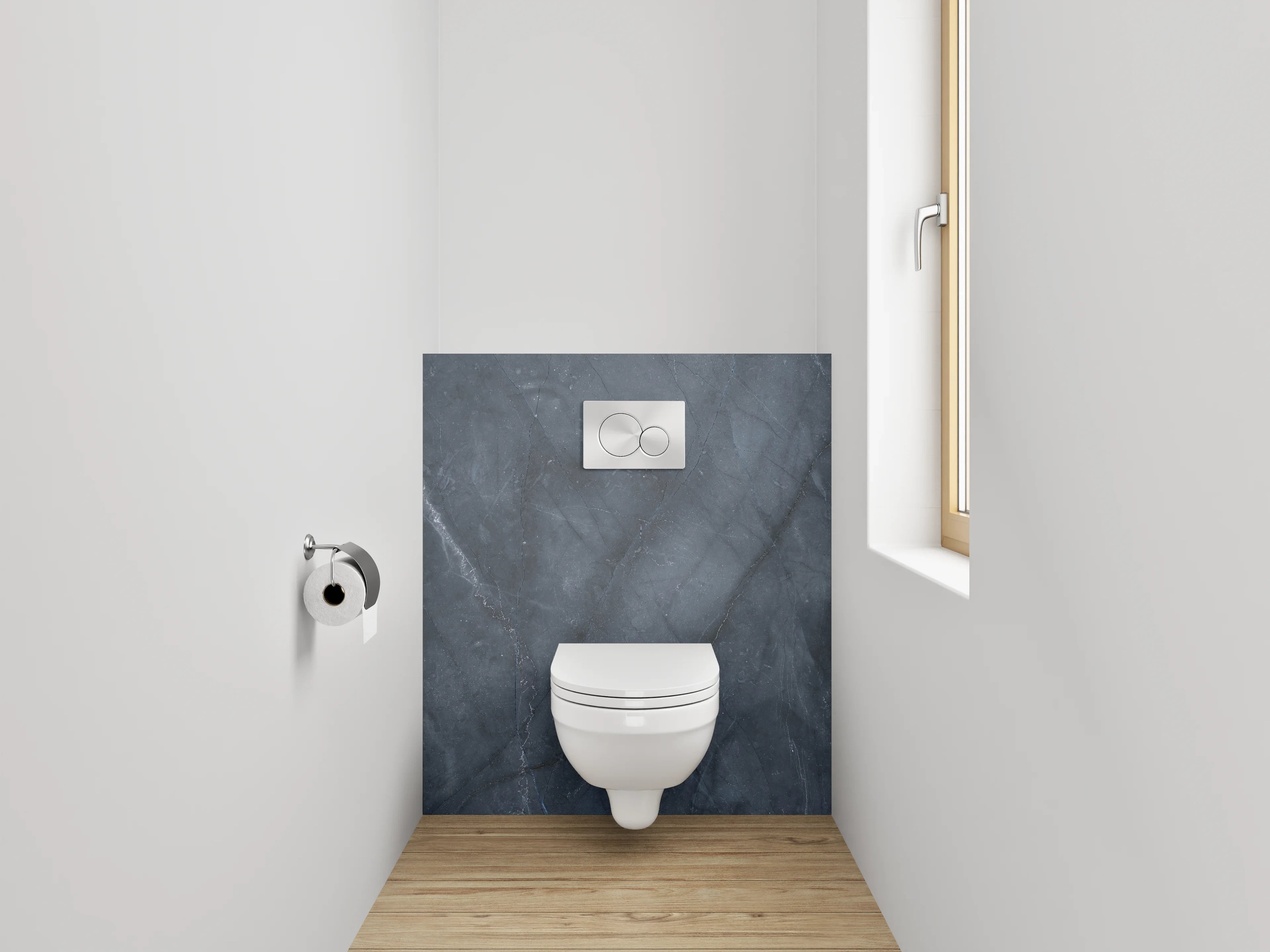 WC-Rückwand - Dunkle Marmorstruktur mit weißen Adern