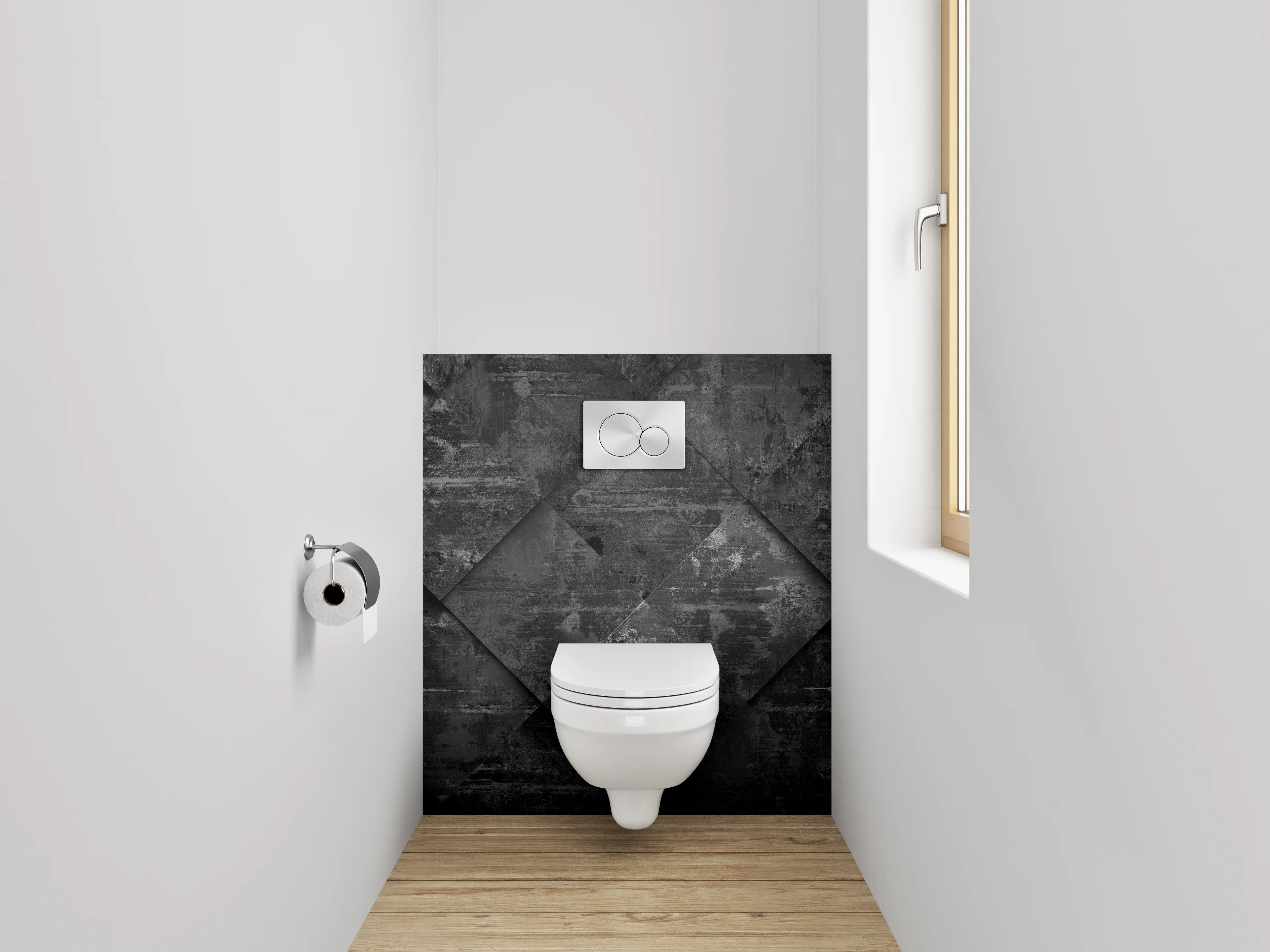 WC-Rückwand - Dunkle Metall-Optik Wandverkleidung