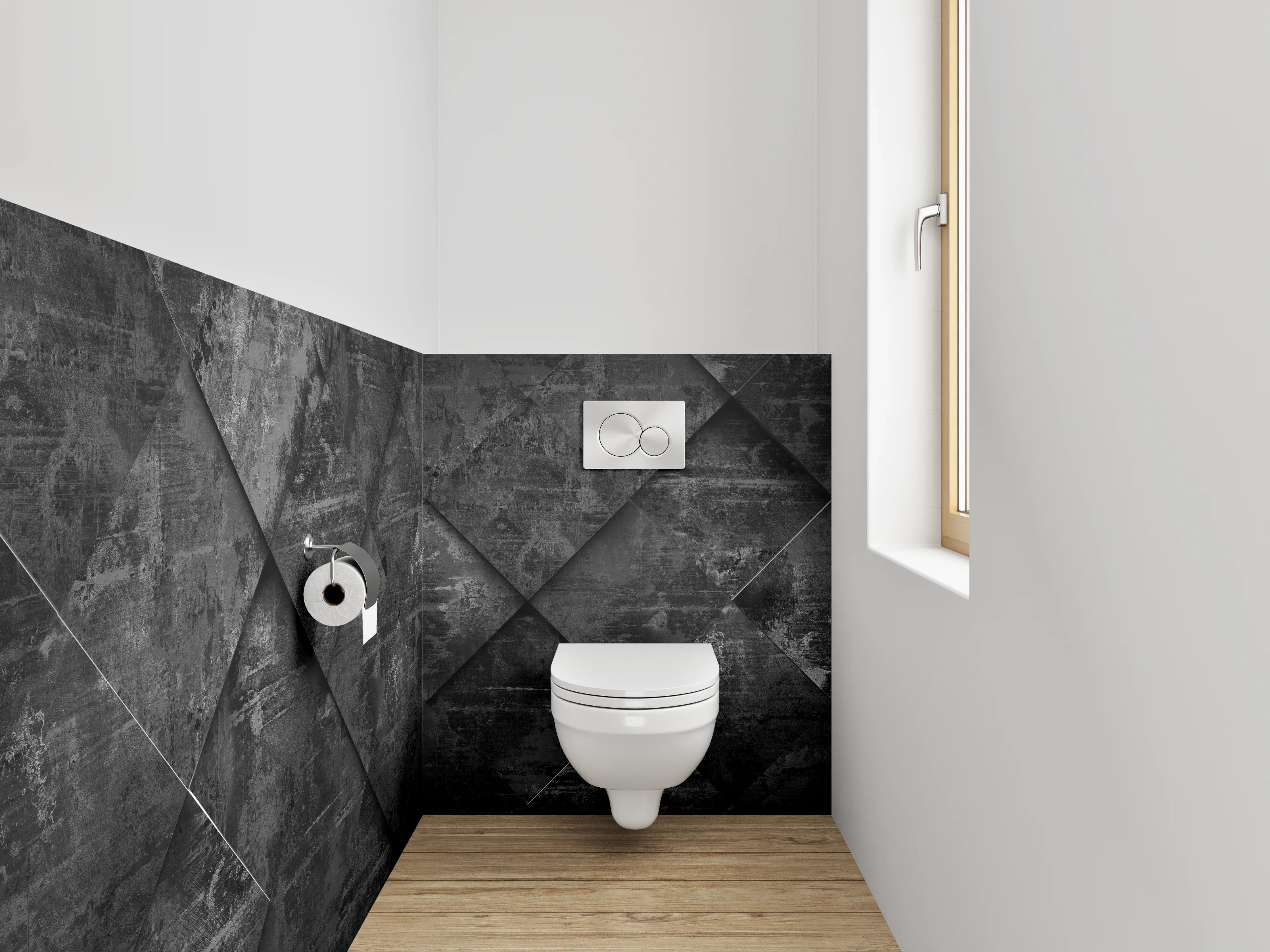 WC-Rückwand - Dunkle Metall-Optik Wandverkleidung